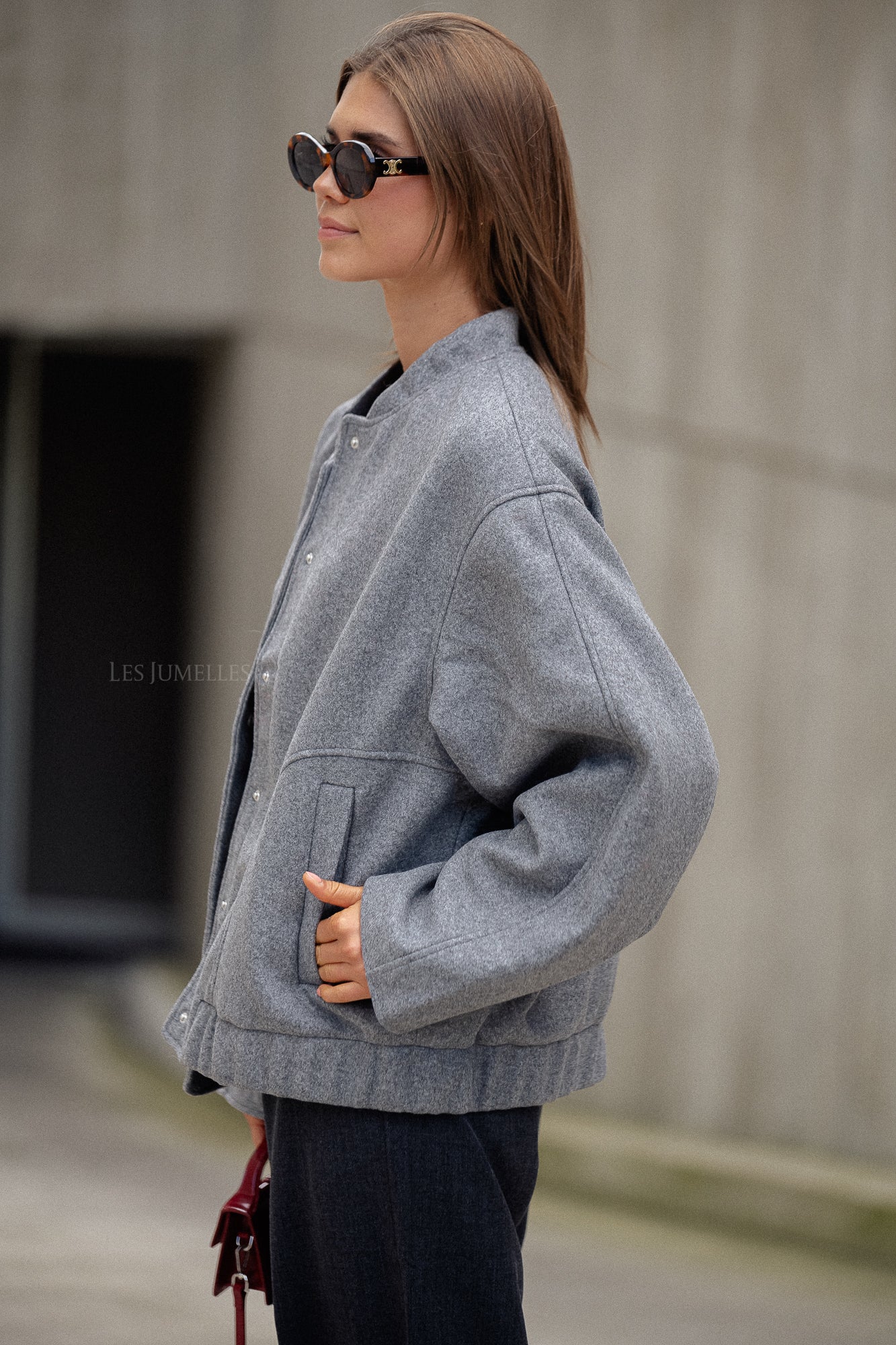 Veste bomber oversize Geena gris chiné