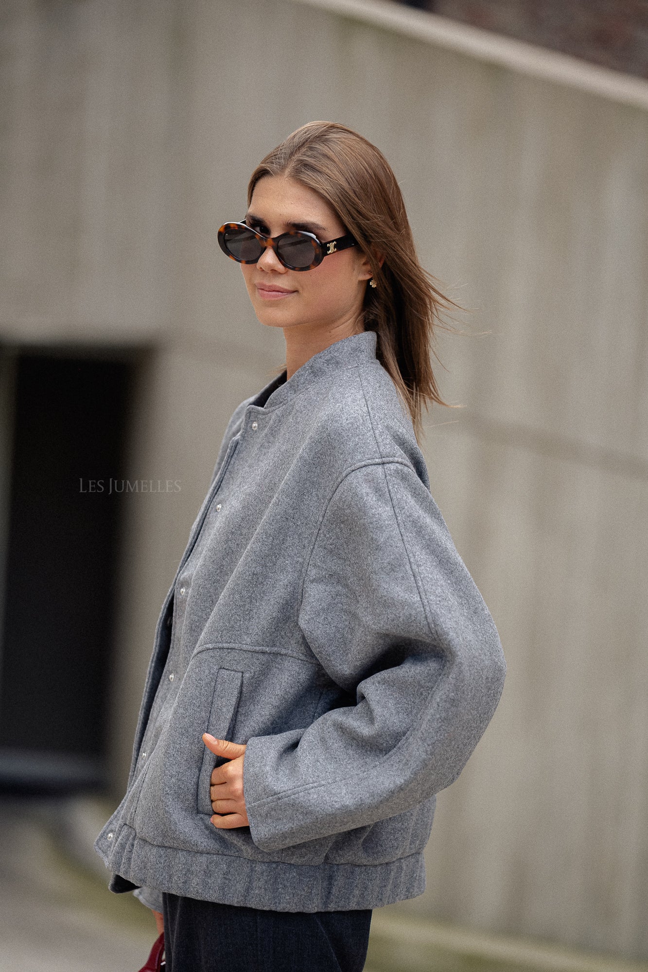 Veste bomber oversize Geena gris chiné