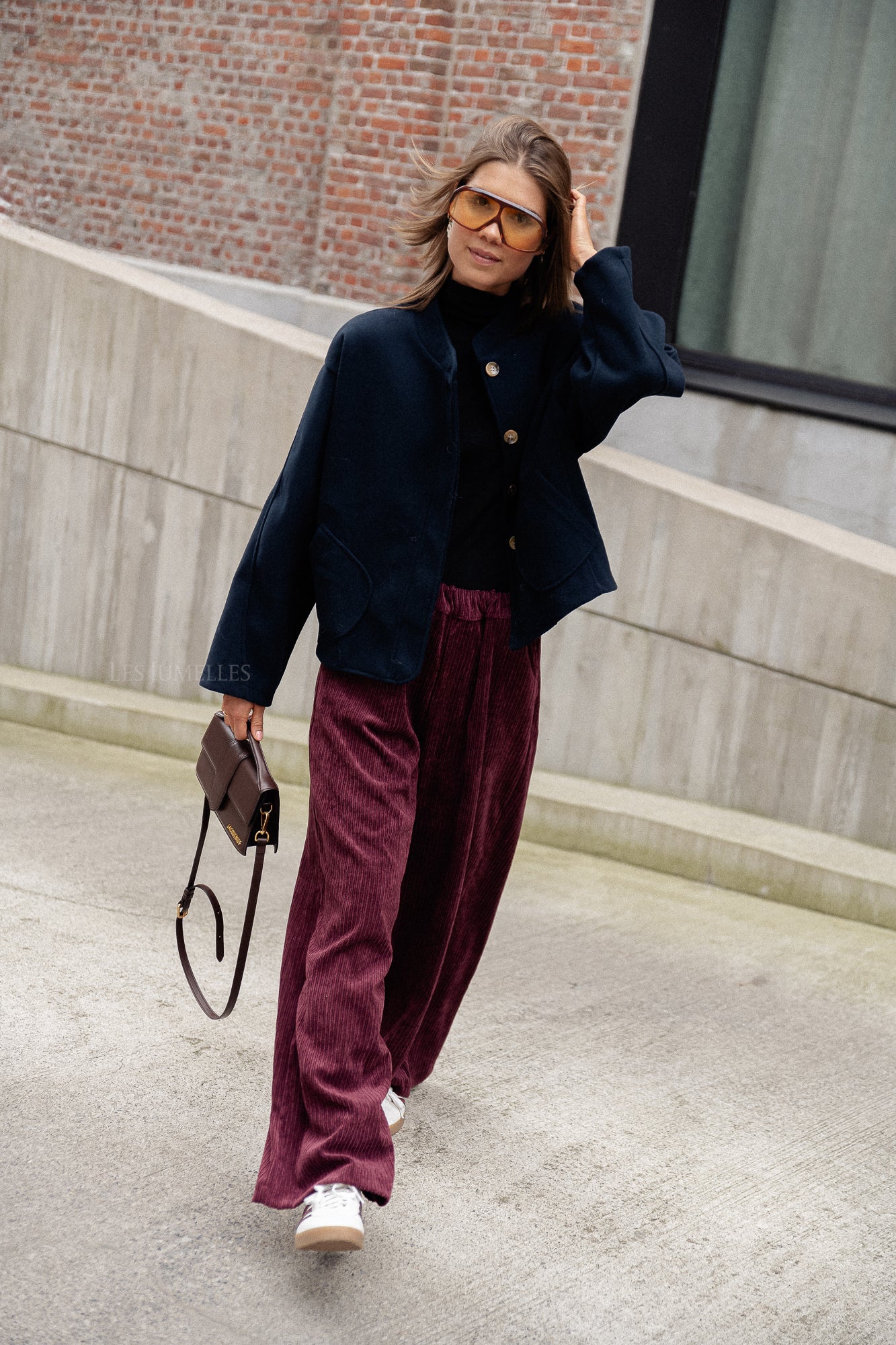 Pantalon en velours Capucine bordeaux