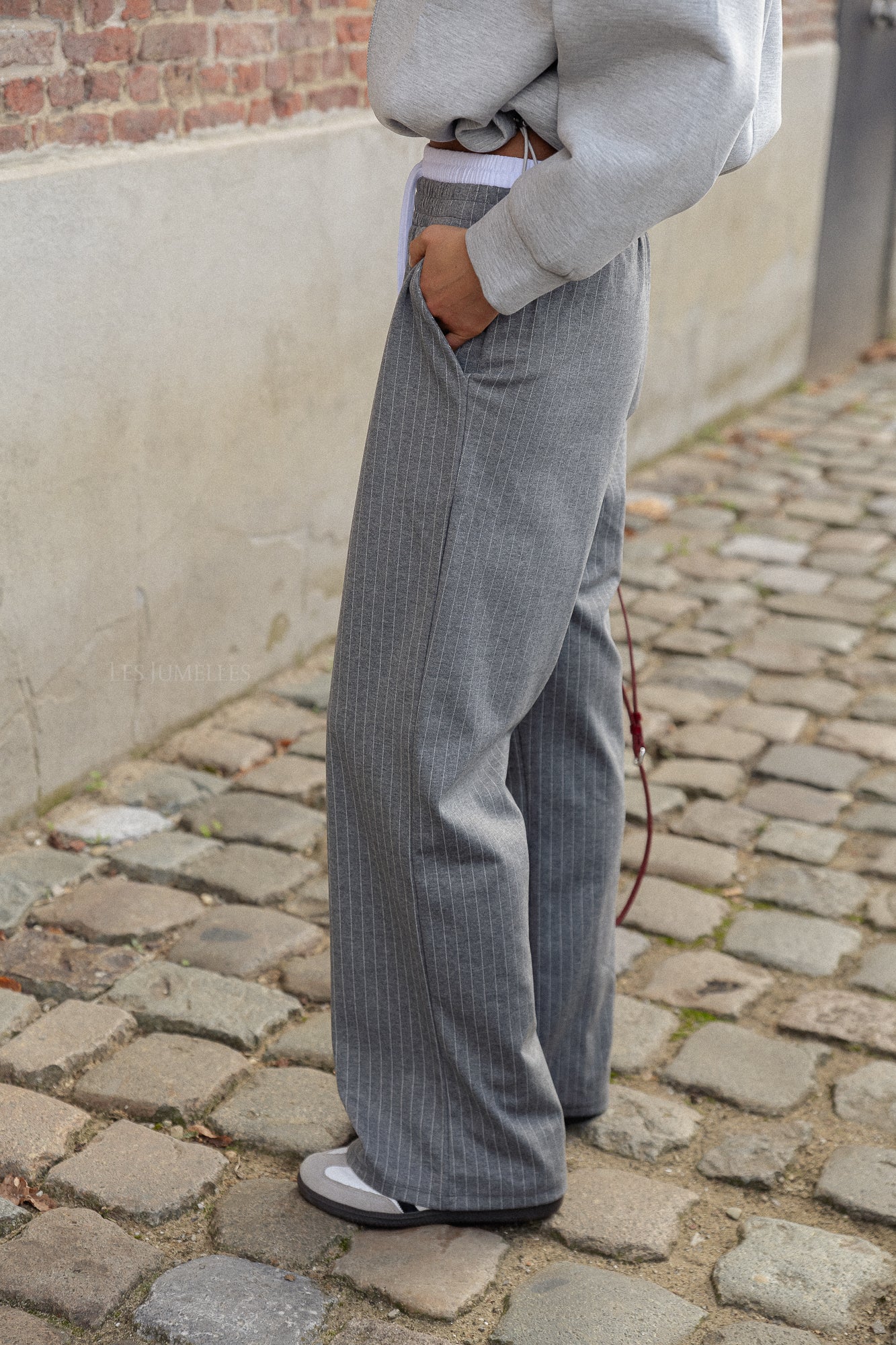 VIKeya trousers medium grey pinstripe