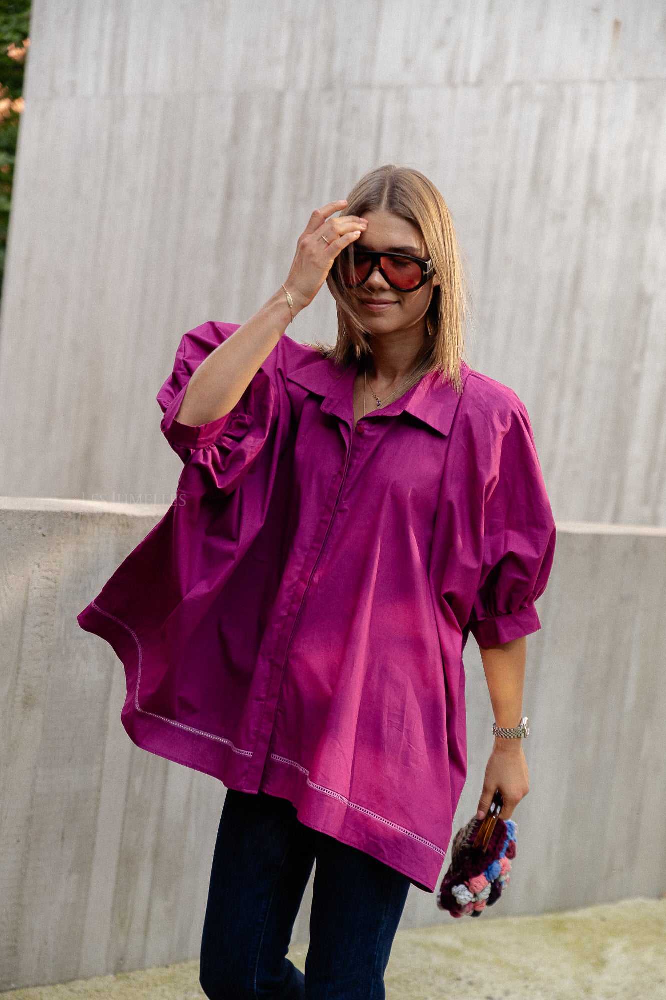 Lina blouse dark fuchsia