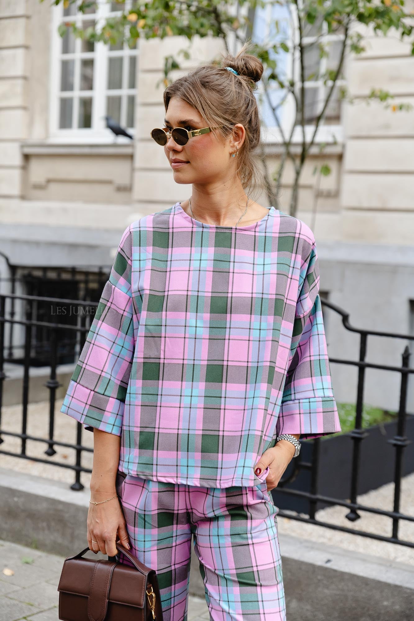 Loco checkered blouse pink