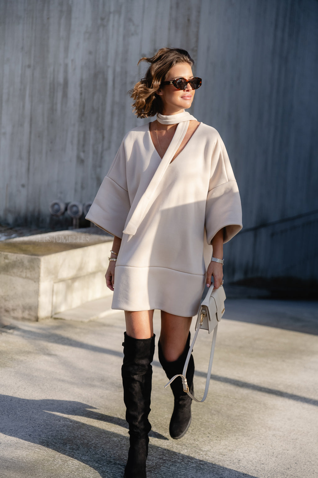 Imke short sweater dress beige