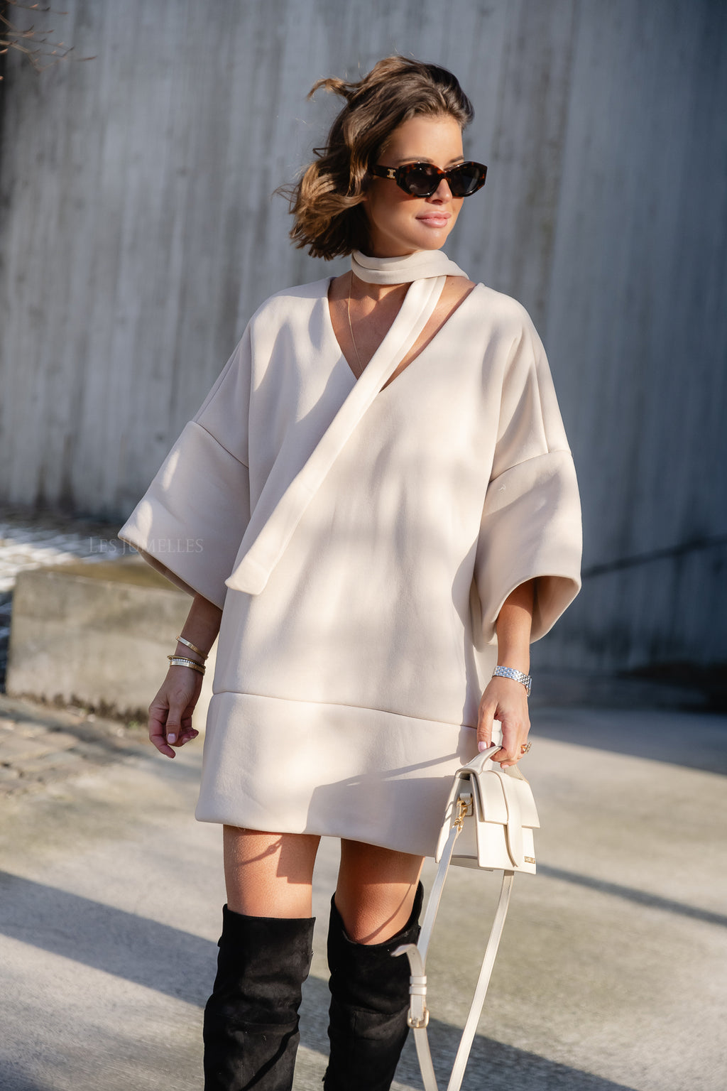 Imke short sweater dress beige