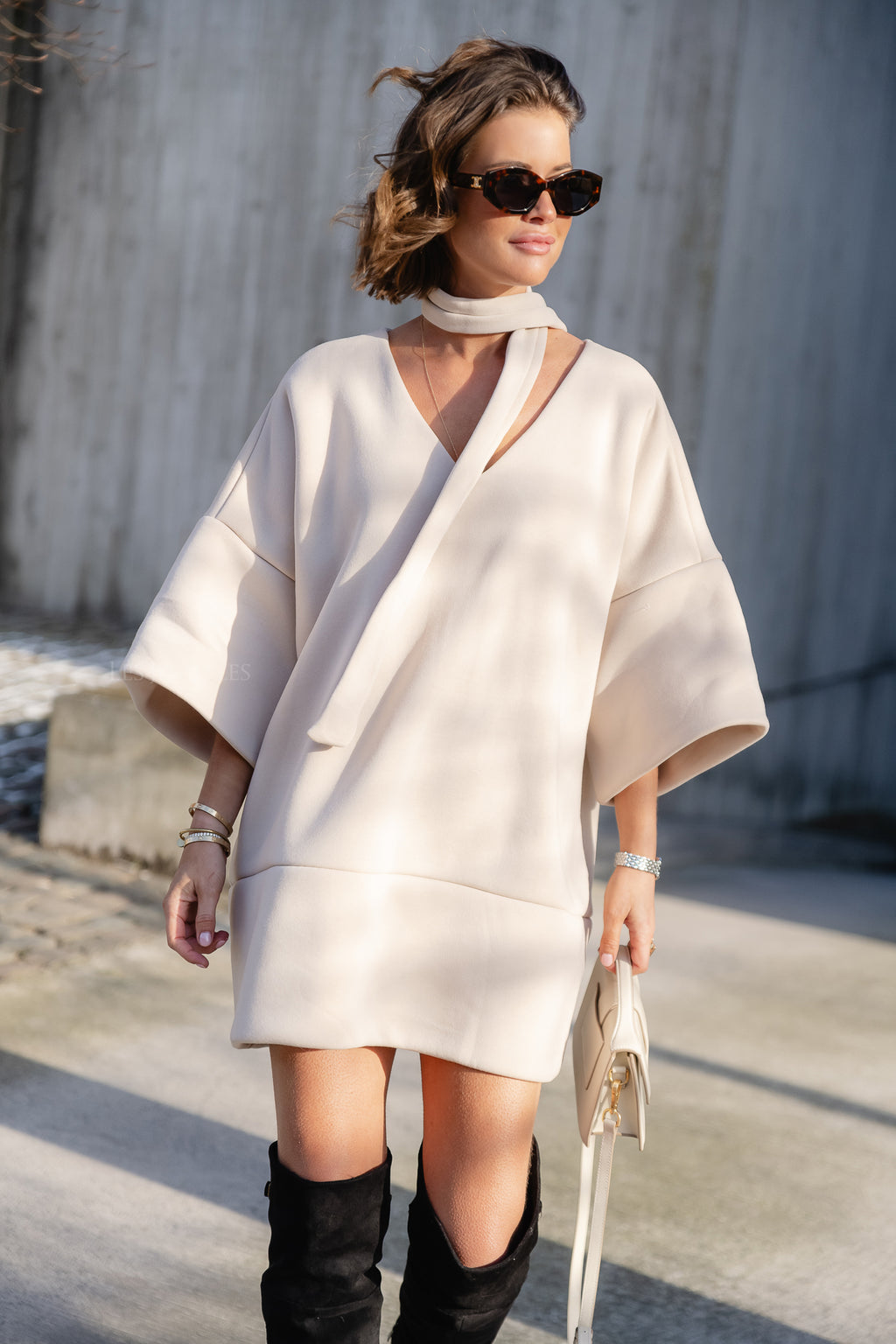 Imke short sweater dress beige