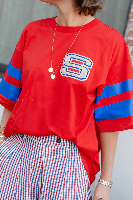 Les Jumelles Oversized cotton T-shirt chocking red