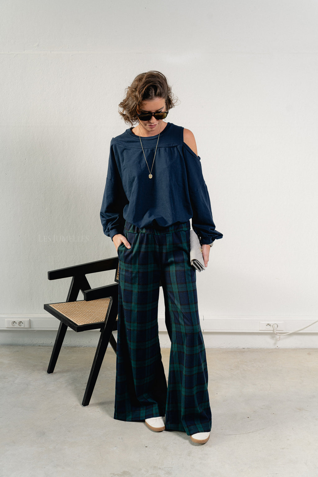 Milan checkered pants navy/green