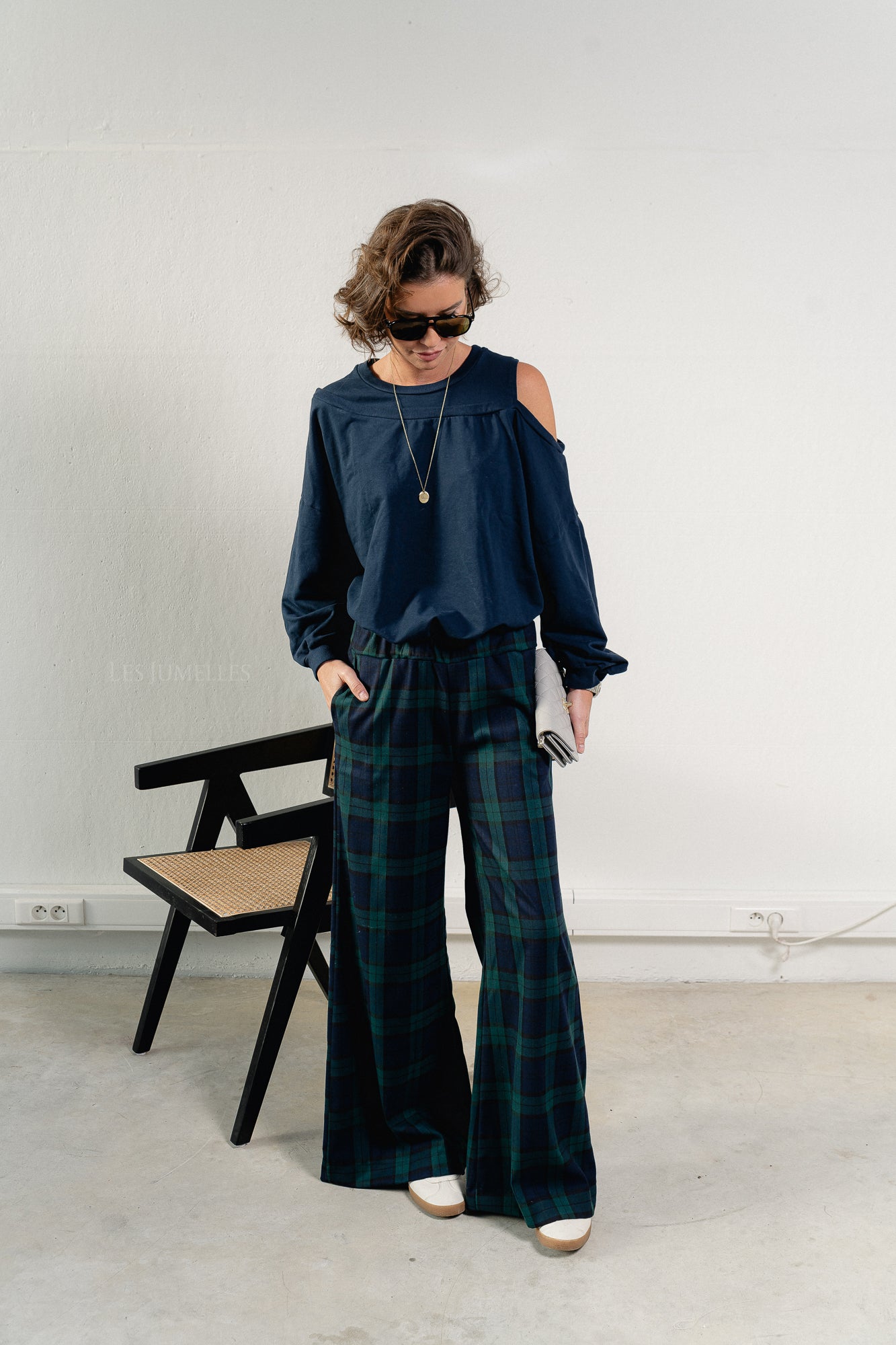 Milan checkered pants navy/green