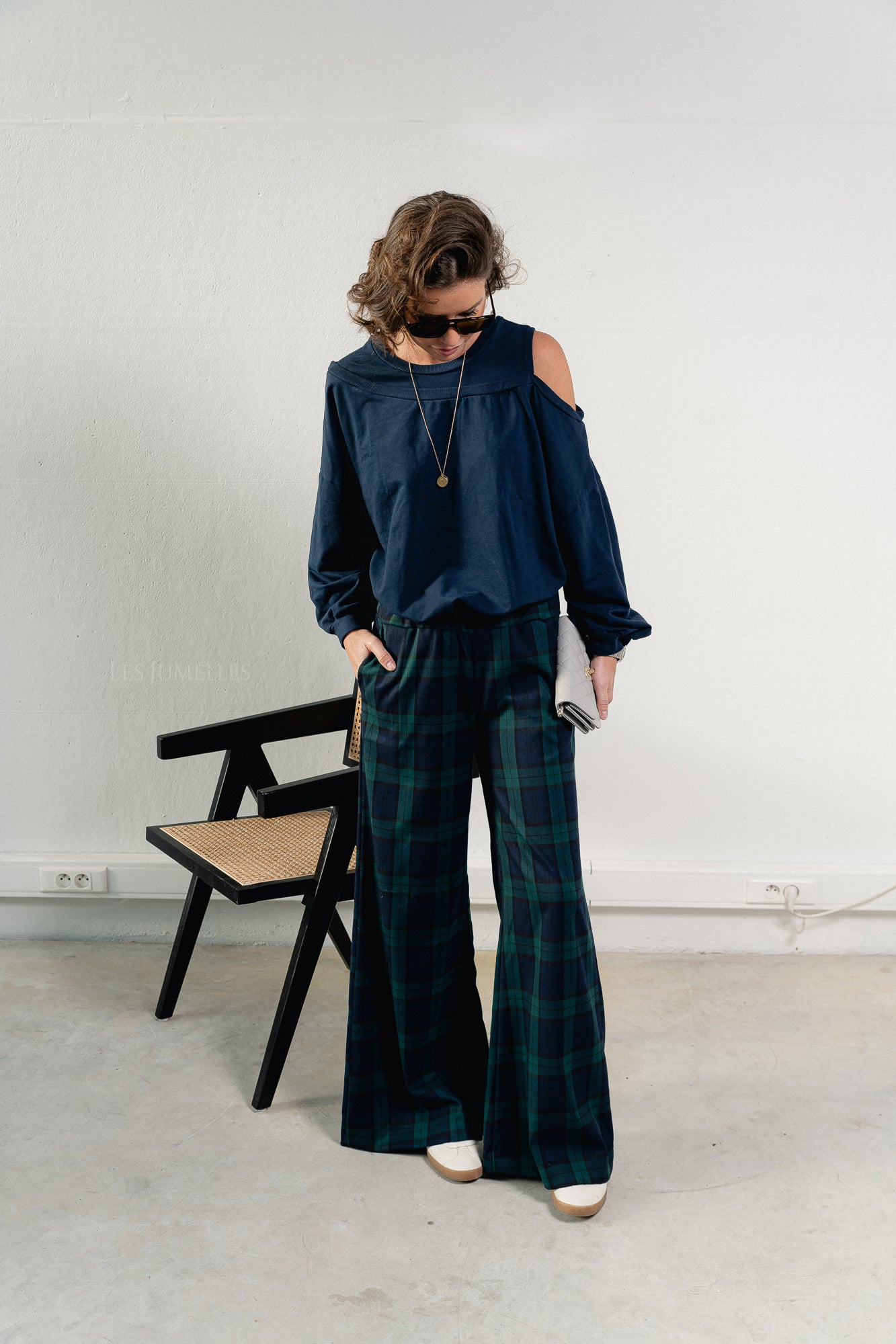 Milan checkered pants navy/green