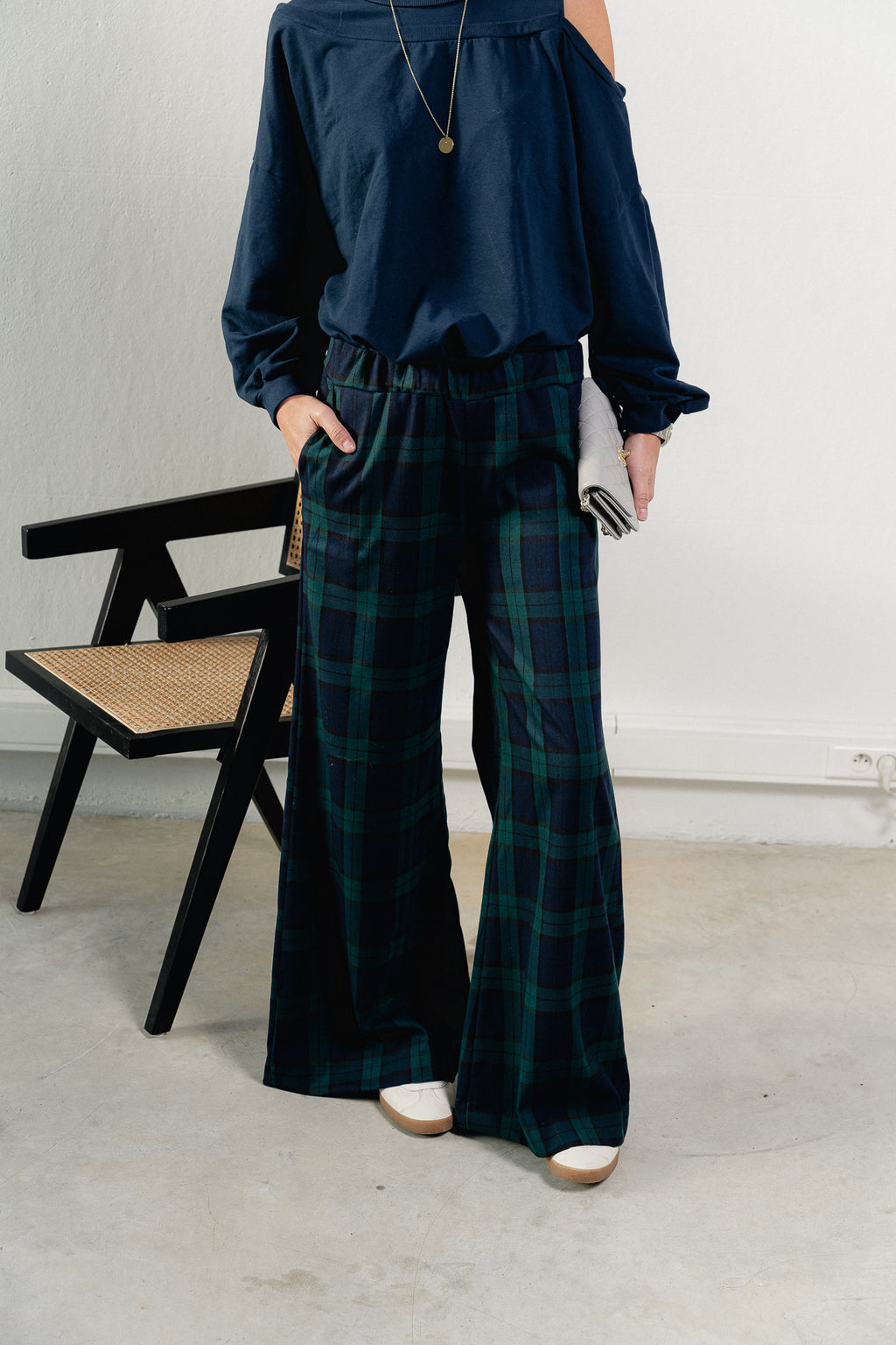Milan checkered pants navy/green