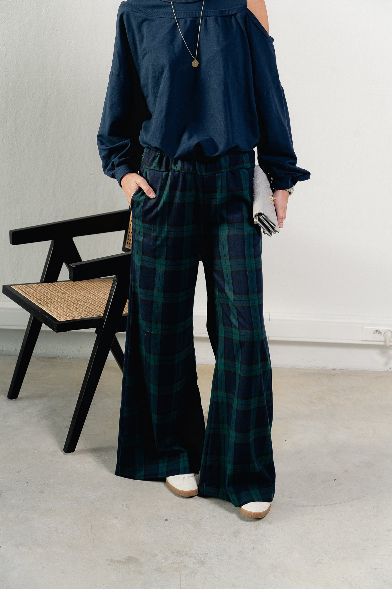 Milan checkered pants navy/green