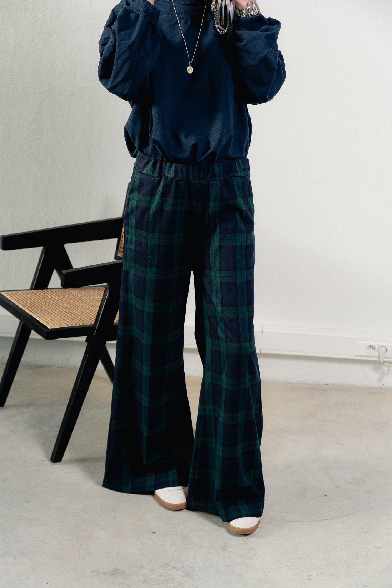 Milan checkered pants navy/green