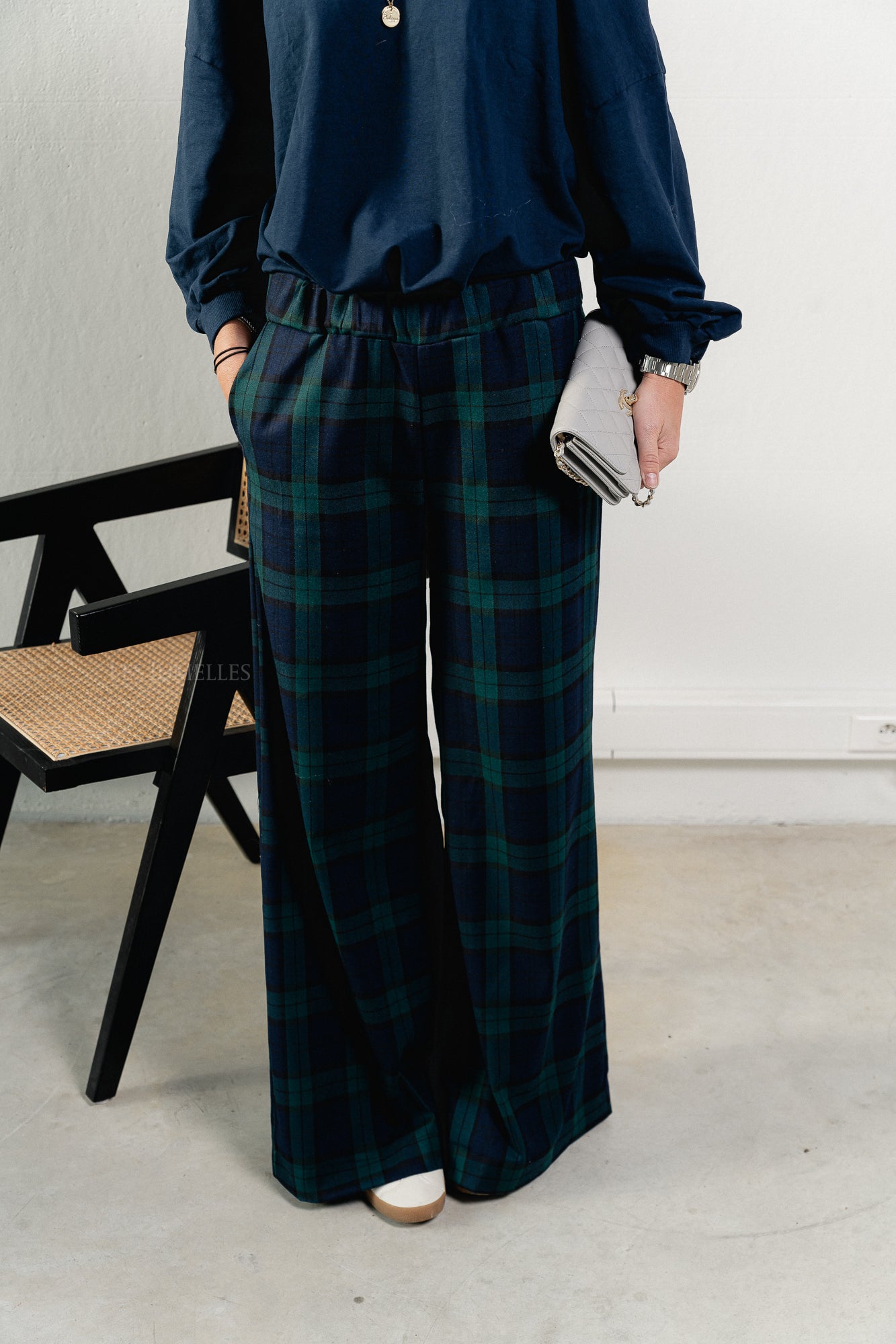 Milan checkered pants navy/green