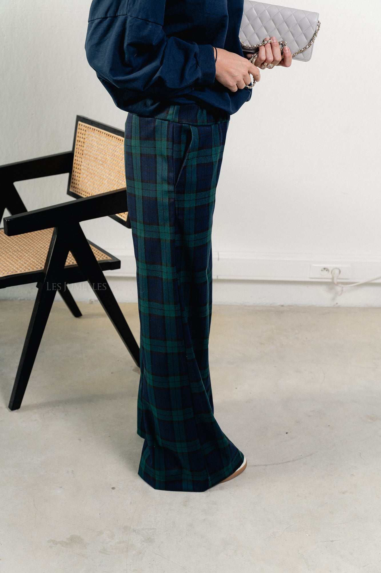 Milan checkered pants navy/green