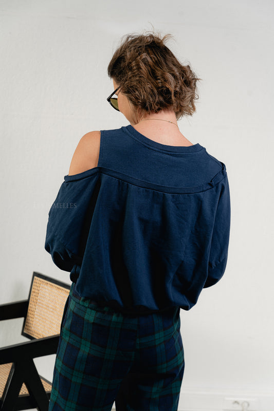 Les Jumelles Luna off shoulder sweatshirt navy