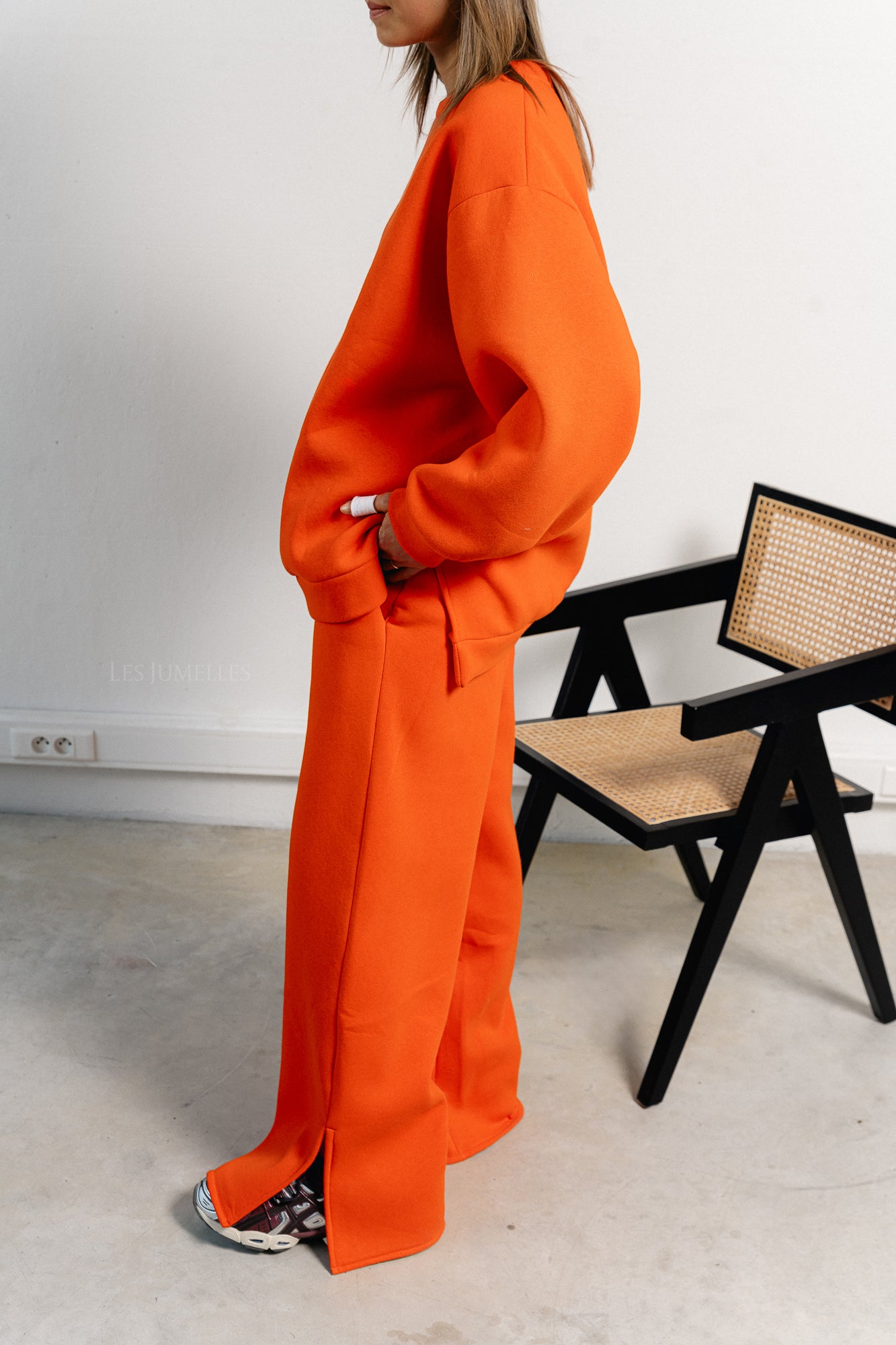 Emelyne sweat pants with split orange