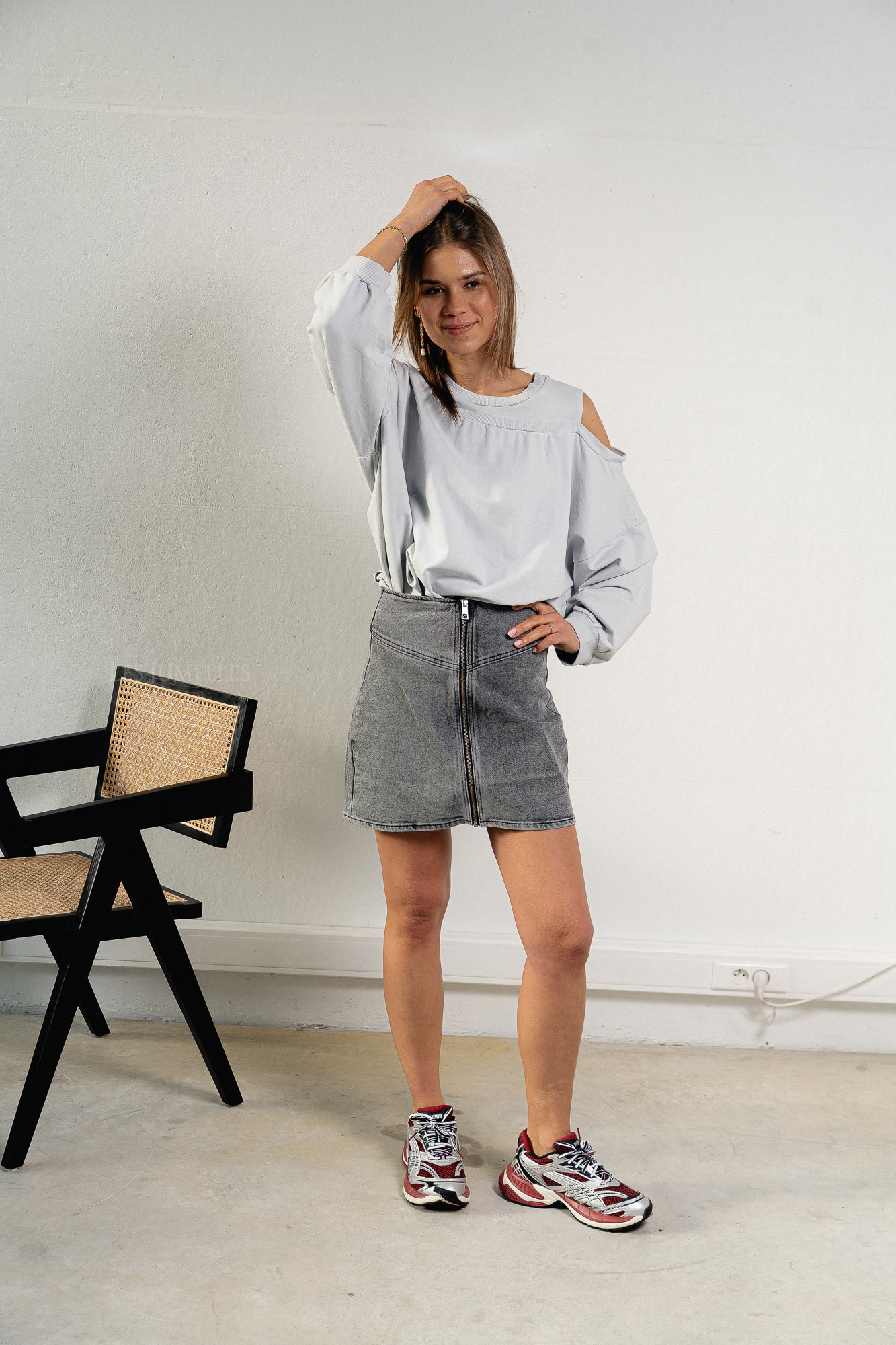 Luna off shoulder sweatshirt light grey