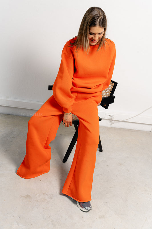 Les Jumelles Emelyne sweat pants with split orange