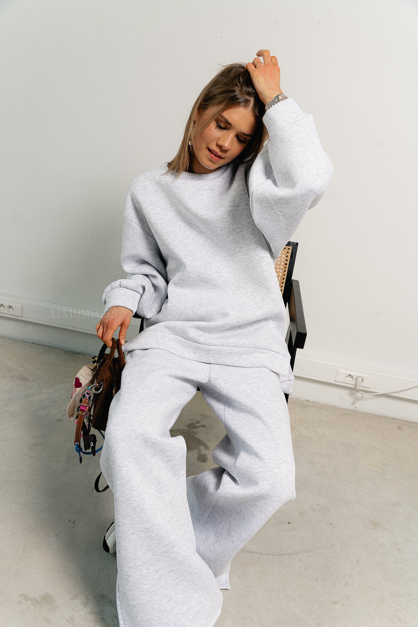 Emelyne sweat pants with split light grey