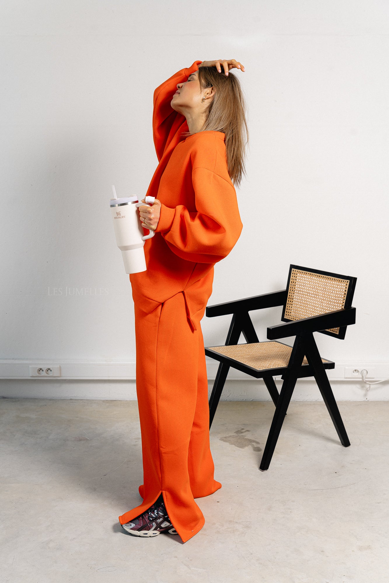 Emelyne sweat pants with split orange