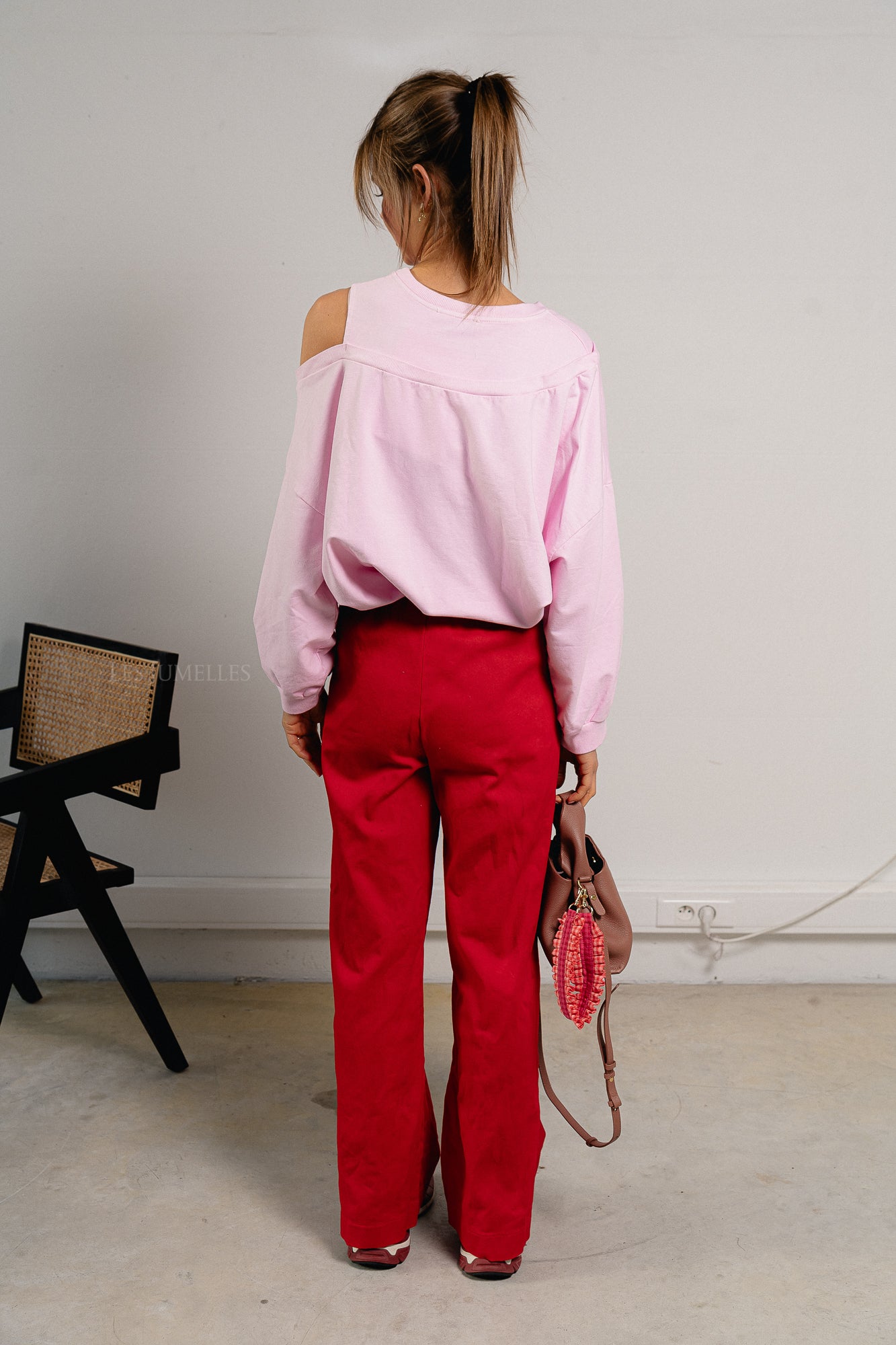 Luna off shoulder sweatshirt pink