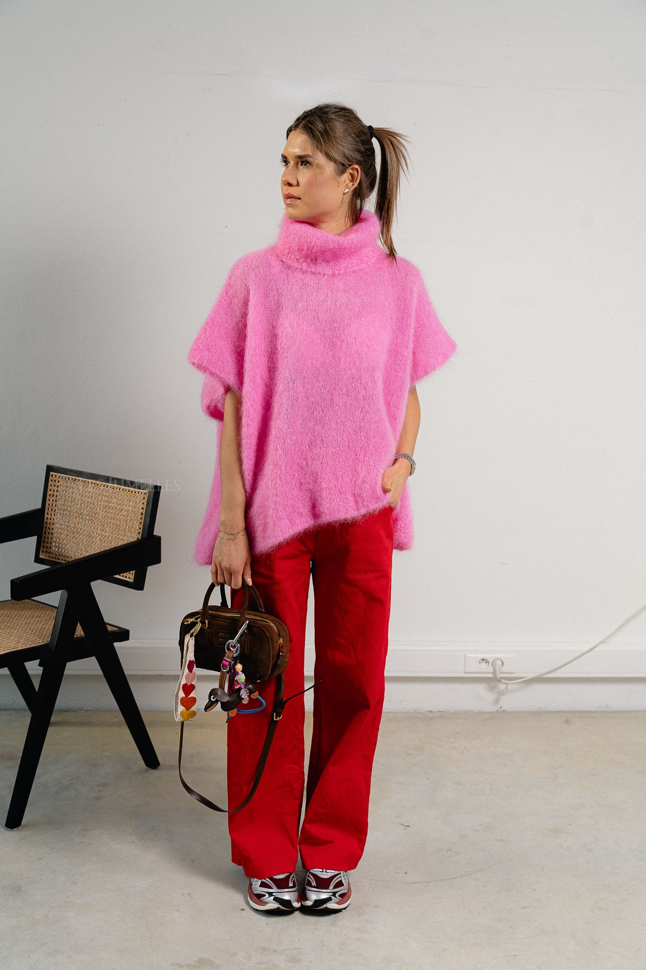 Manon roll neck jumper candy pink