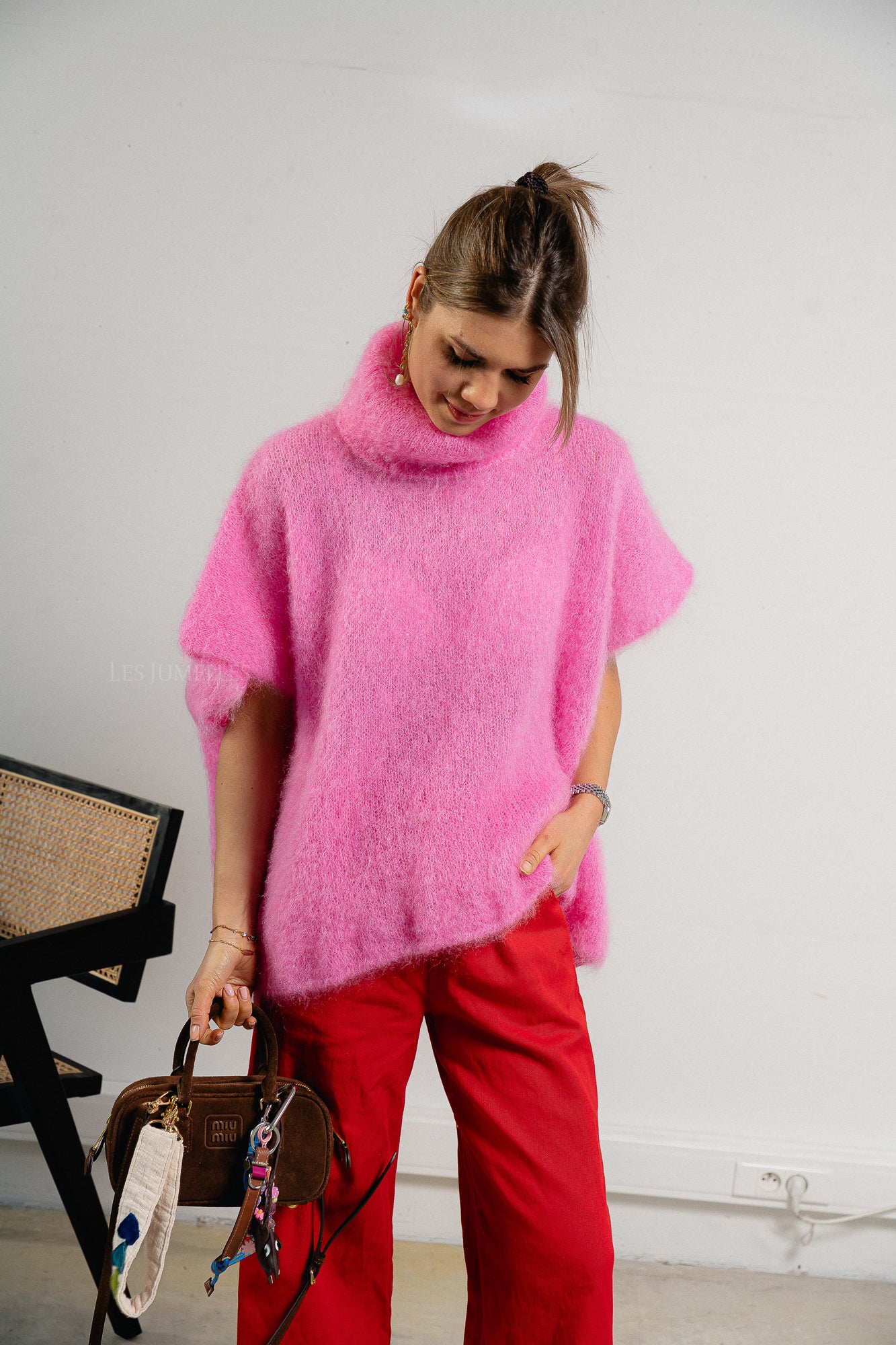 Manon roll neck jumper candy pink