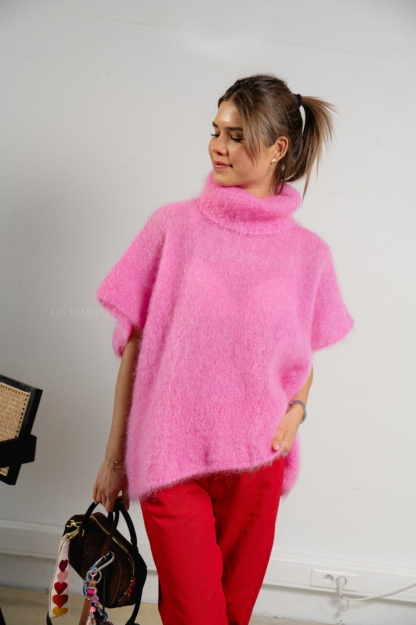 Manon roll neck jumper candy pink