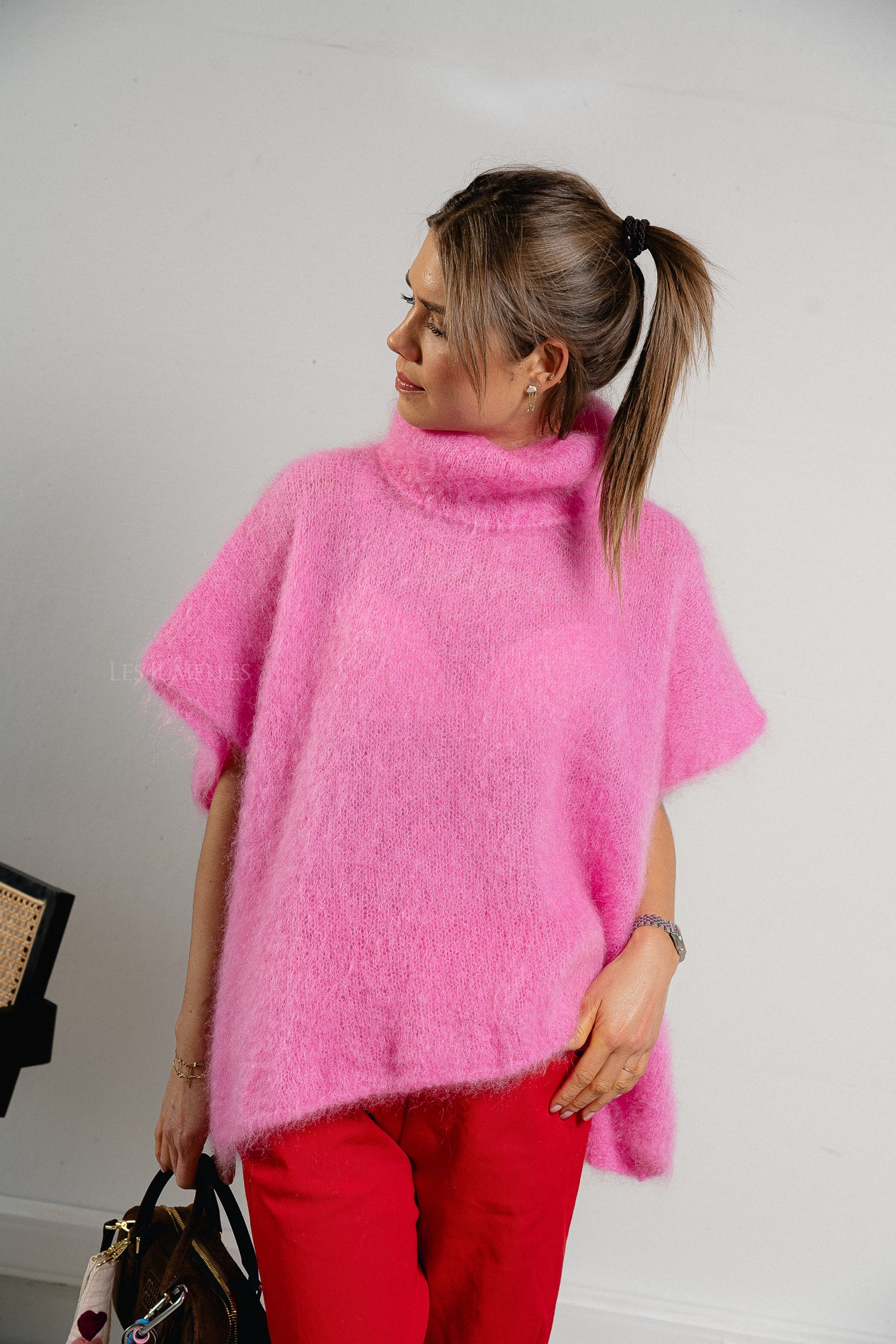 Manon roll neck jumper candy pink