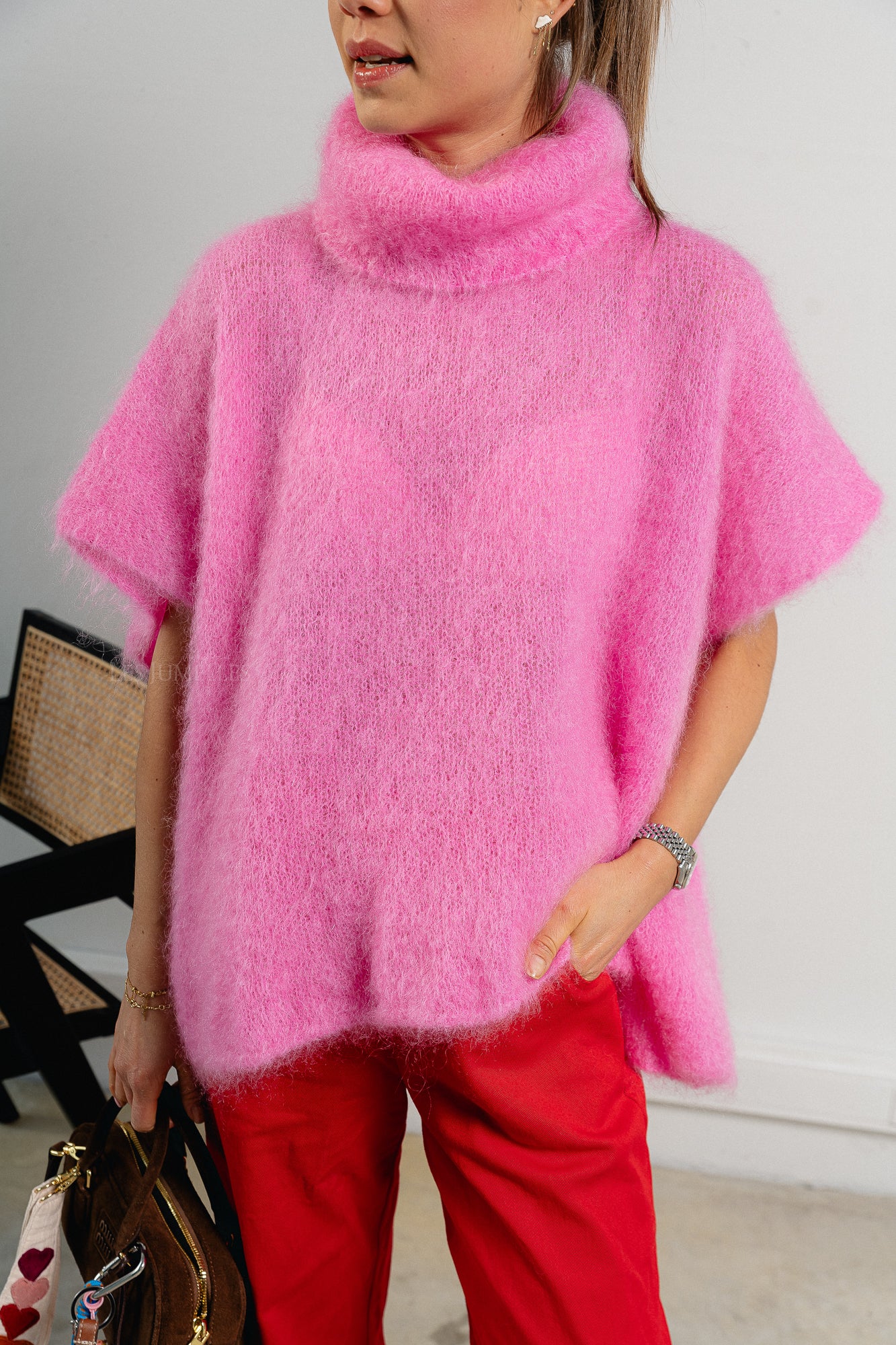 Manon roll neck jumper candy pink