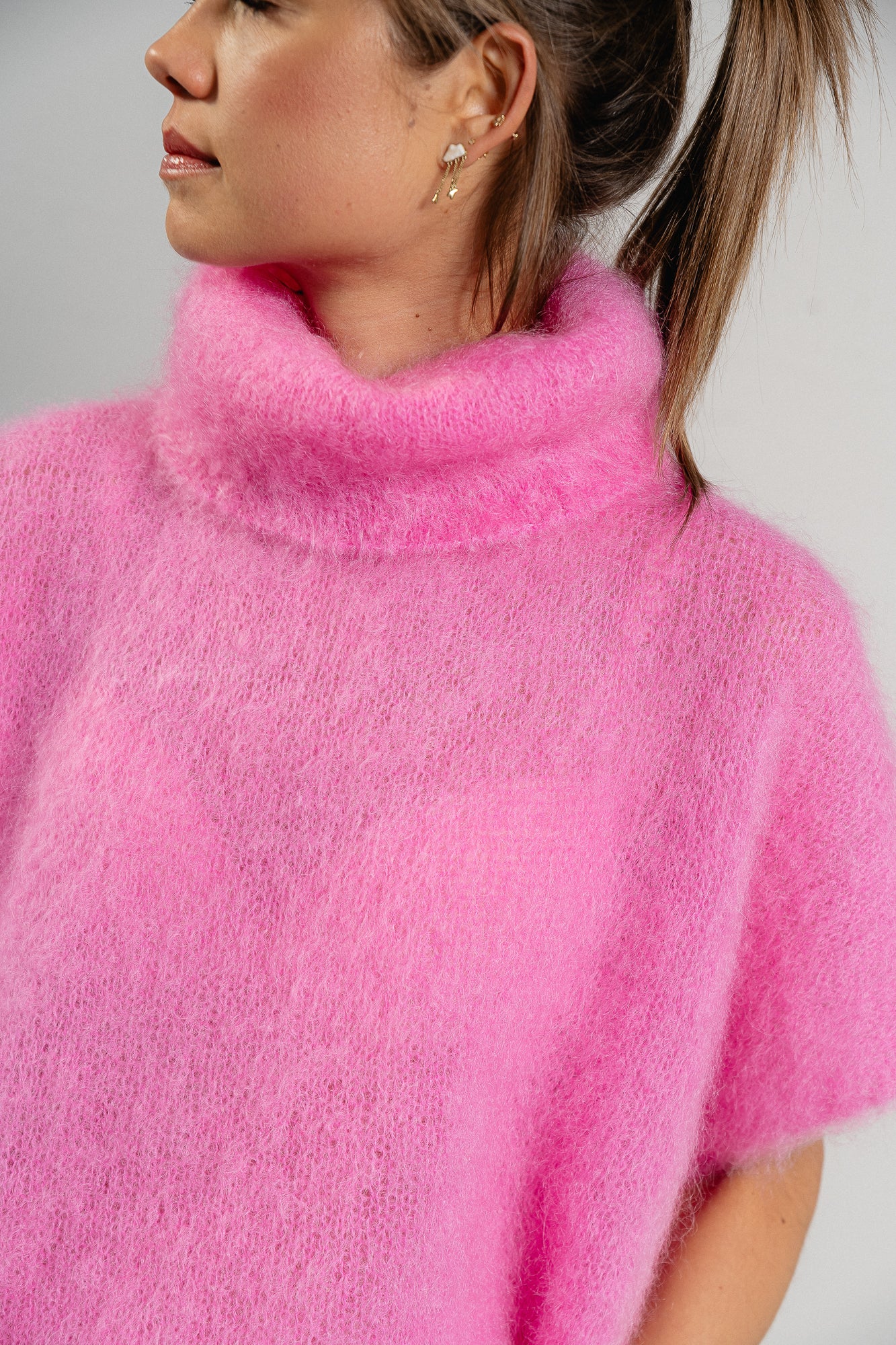 Manon roll neck jumper candy pink