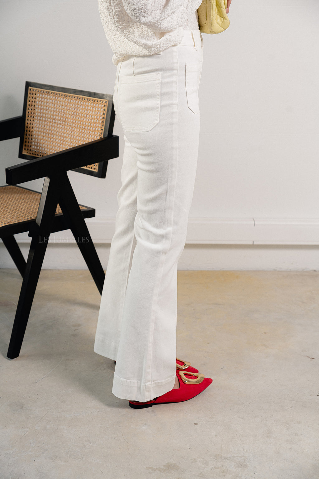 YASJenka HW flared jeans star white