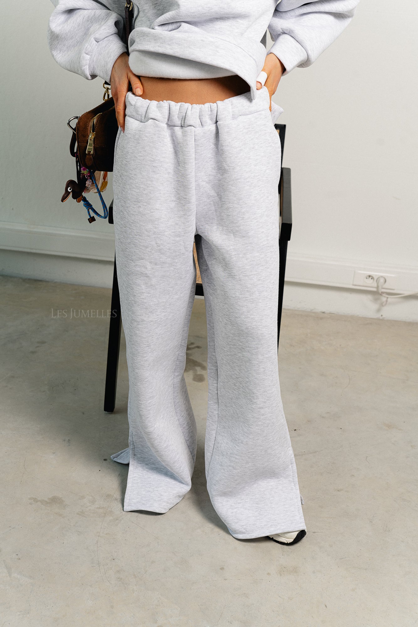 Emelyne sweat pants with split light grey