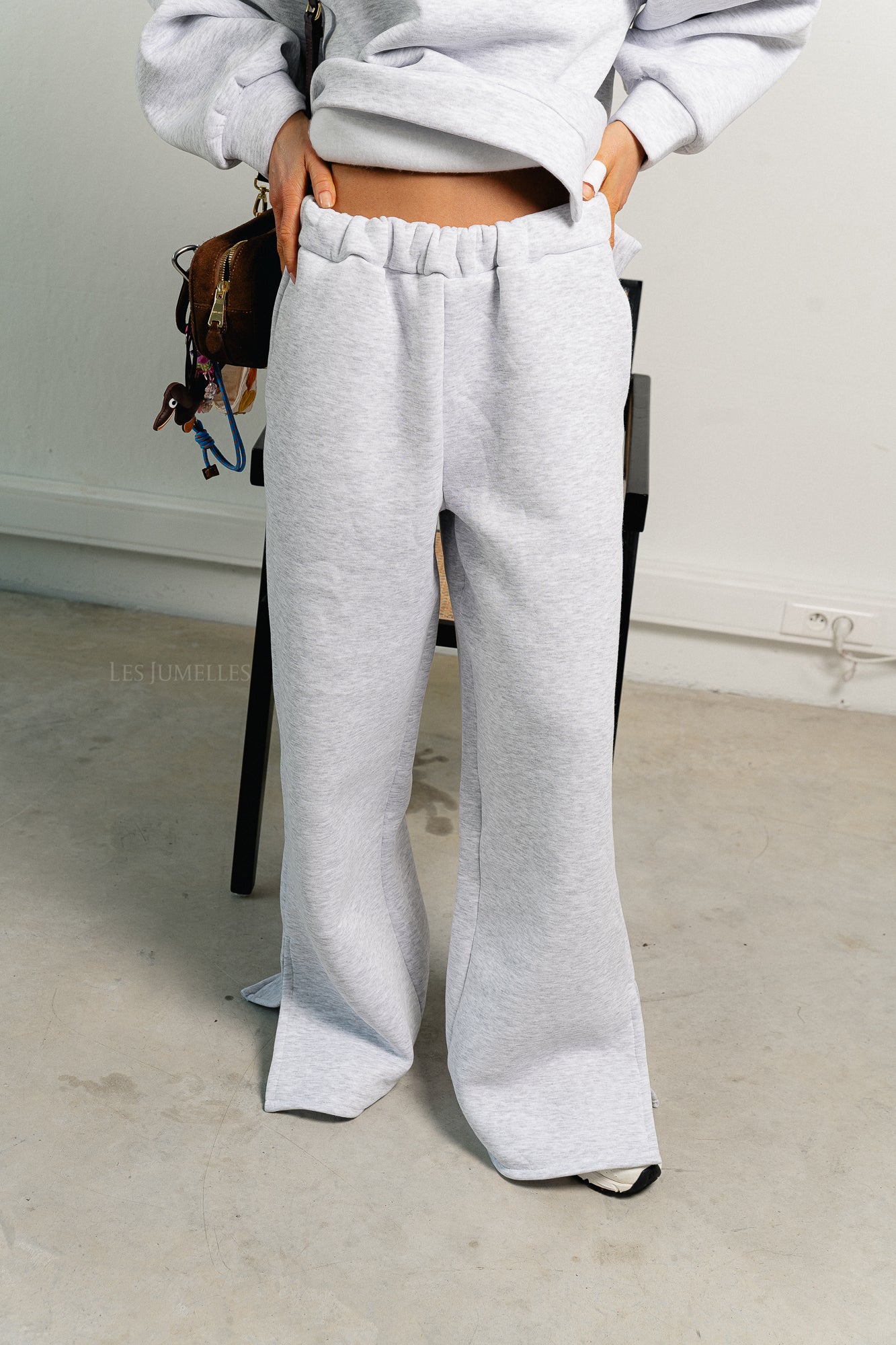 Emelyne sweat pants with split light grey