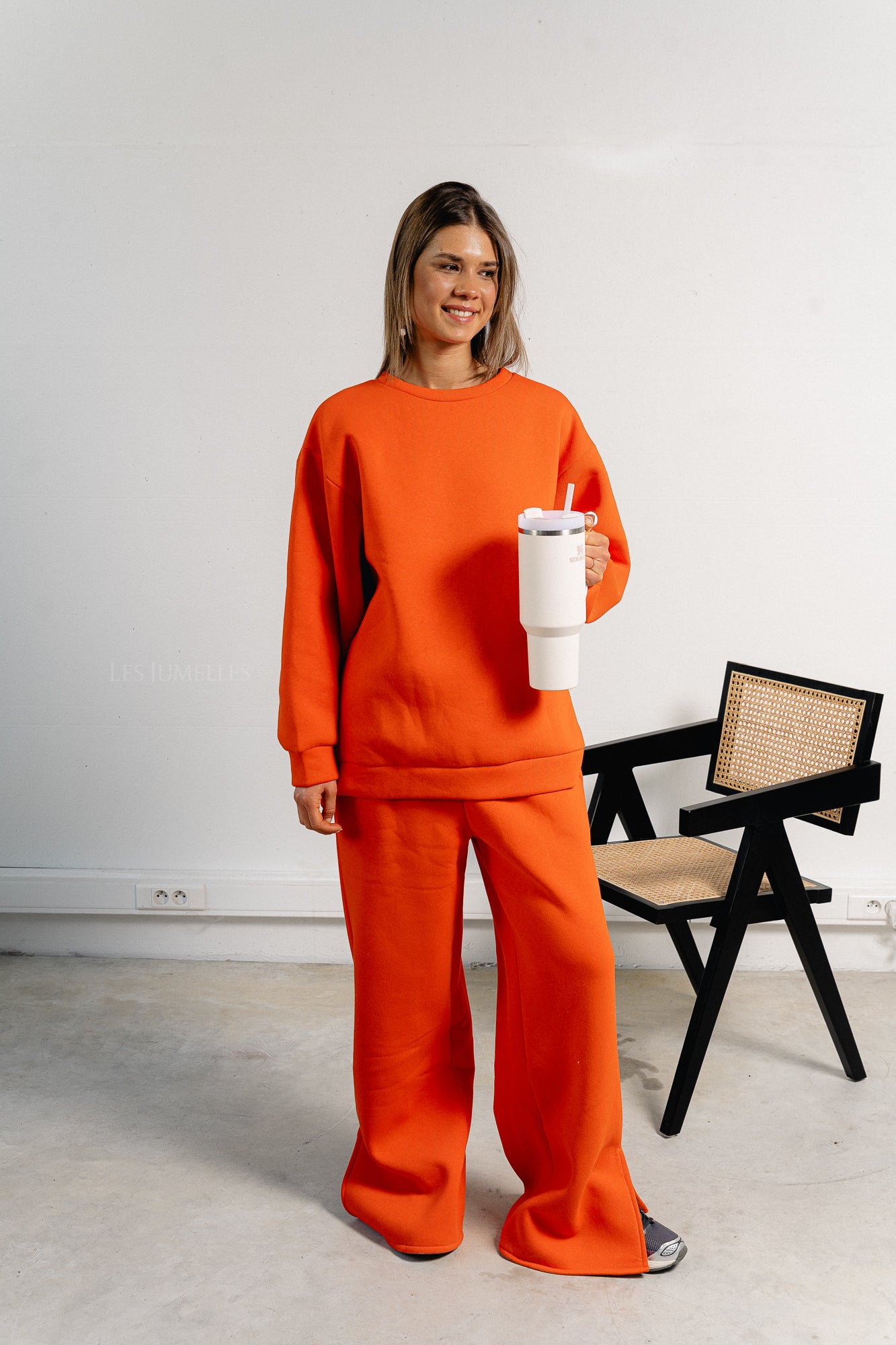 Emelyne sweat pants with split orange