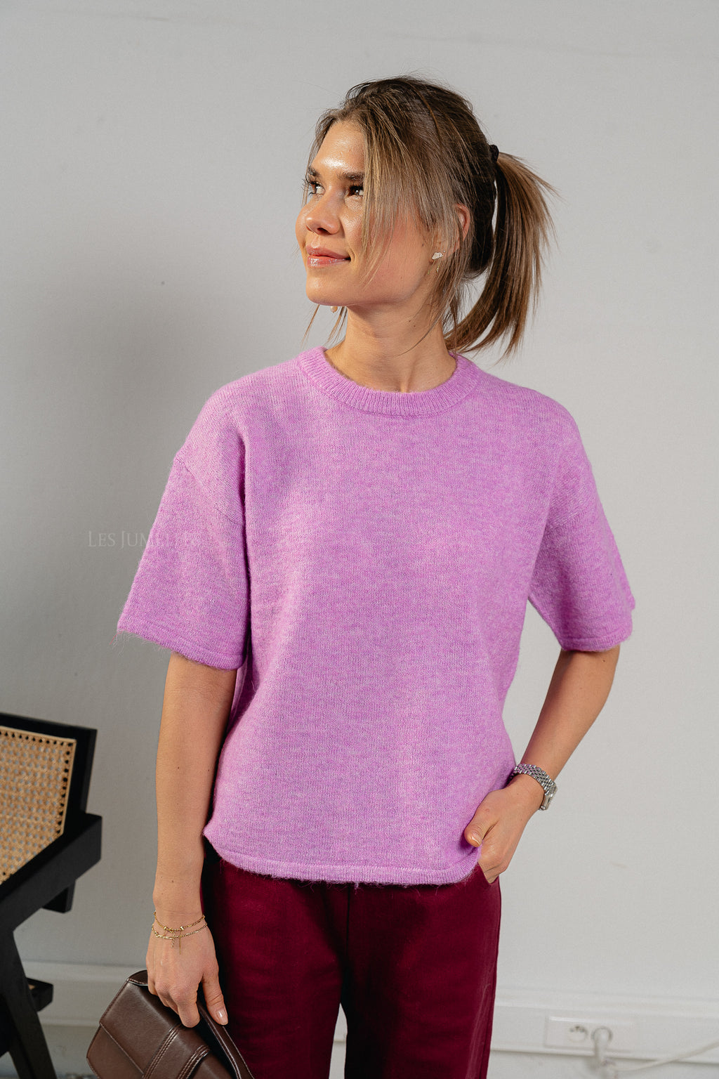 SLFMaline-Liliana 2/4 knit O-neck first bloom