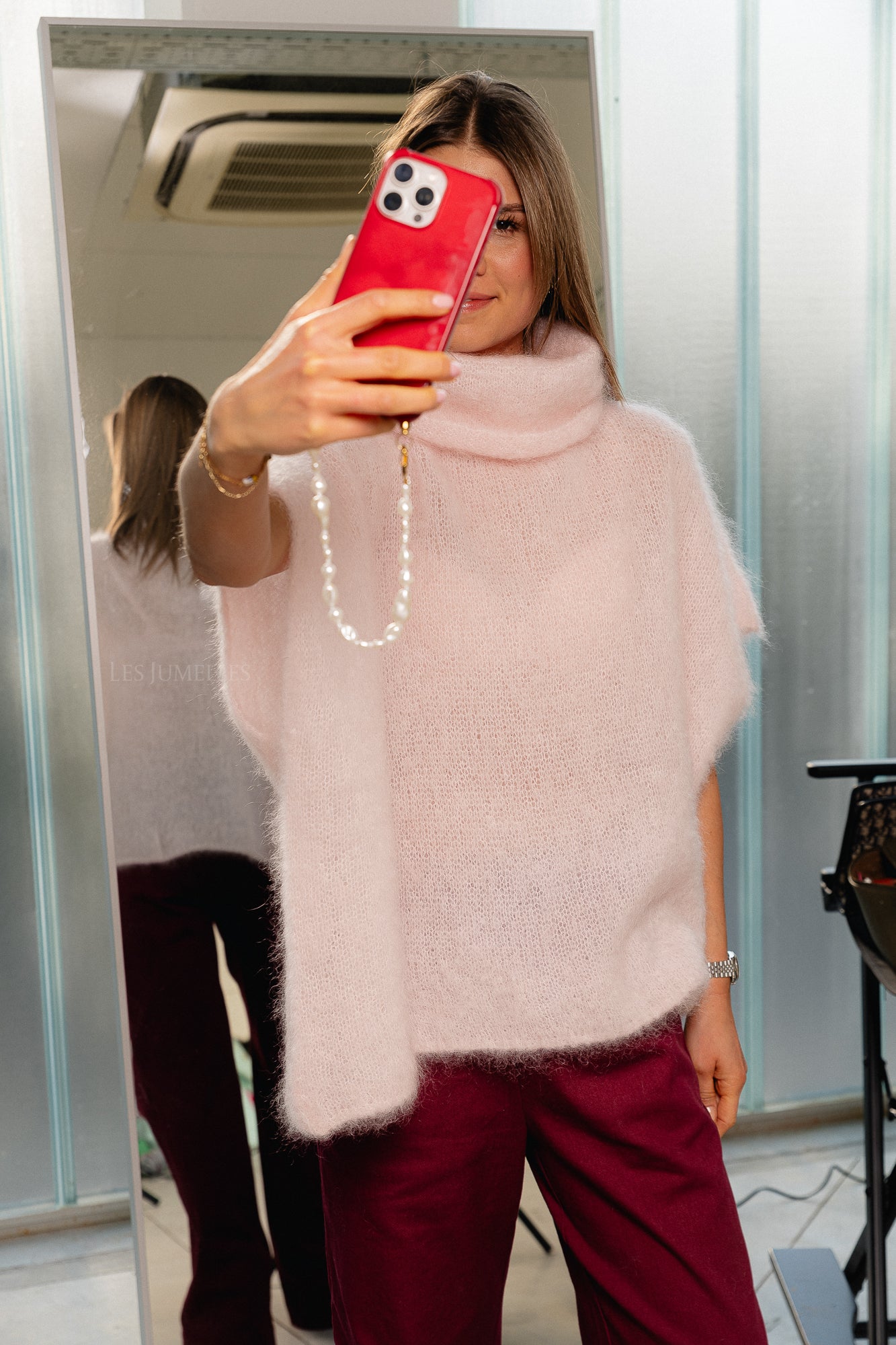 Manon roll neck jumper powder pink