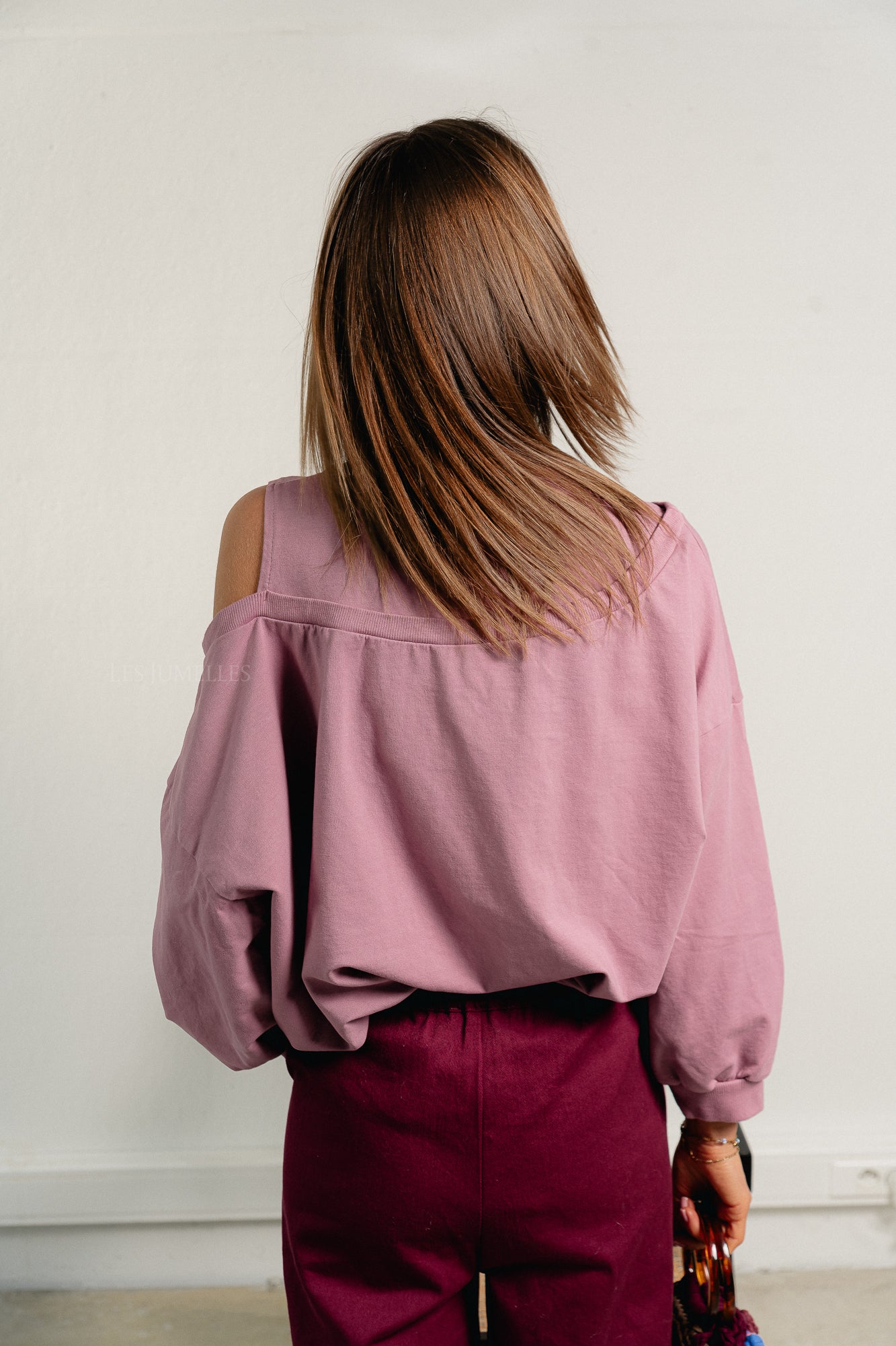 Luna off shoulder sweatshirt old rose