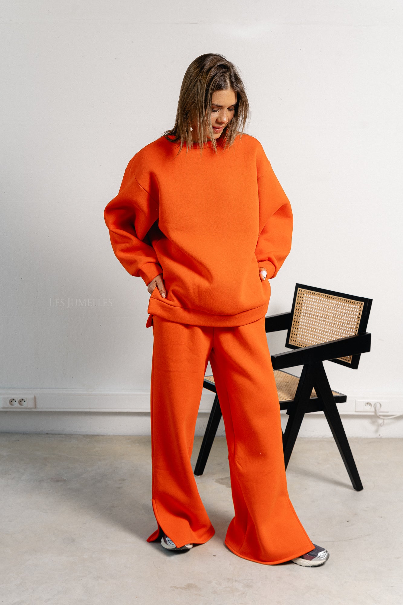 Emelyne sweat pants with split orange