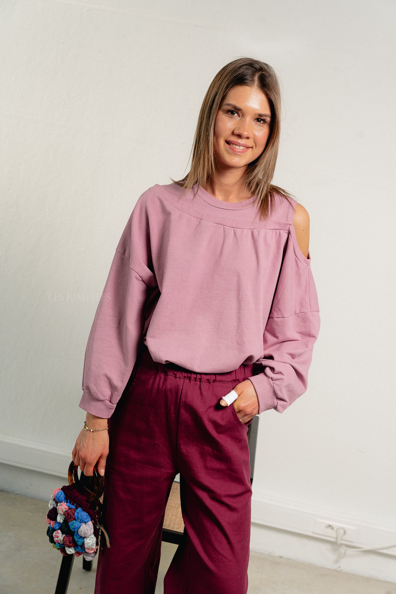 Luna off shoulder sweatshirt old rose