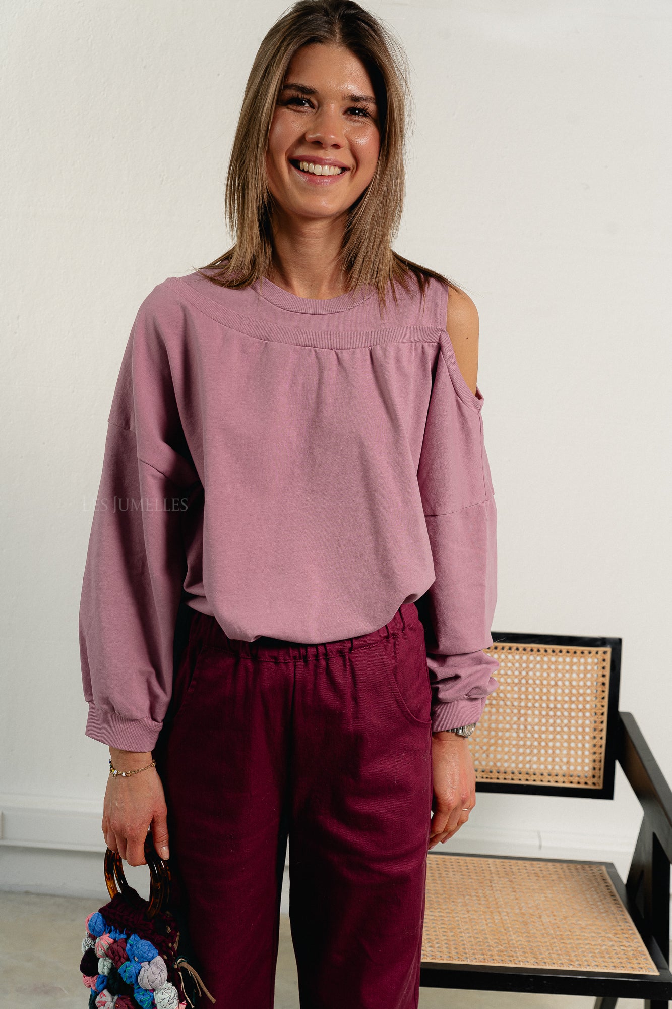 Luna off shoulder sweatshirt old rose