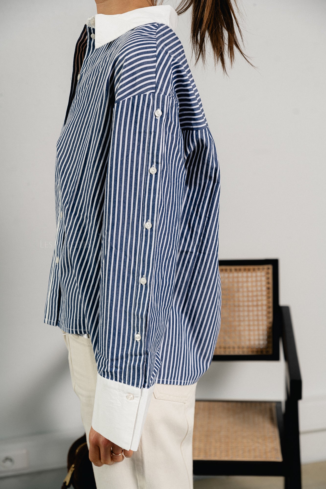 YASStria LS shirt star white/blue stripes