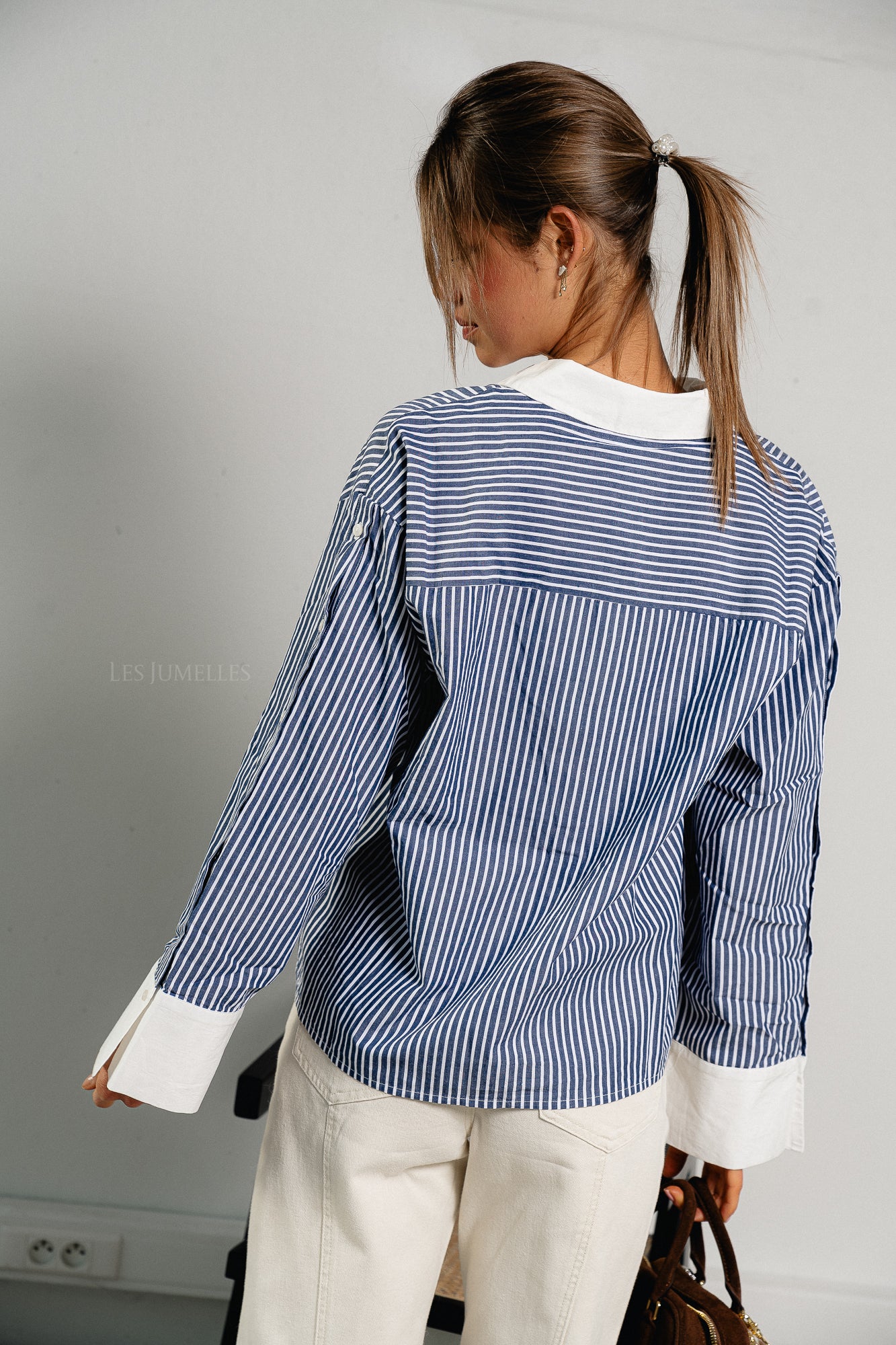 YASStria LS shirt star white/blue stripes