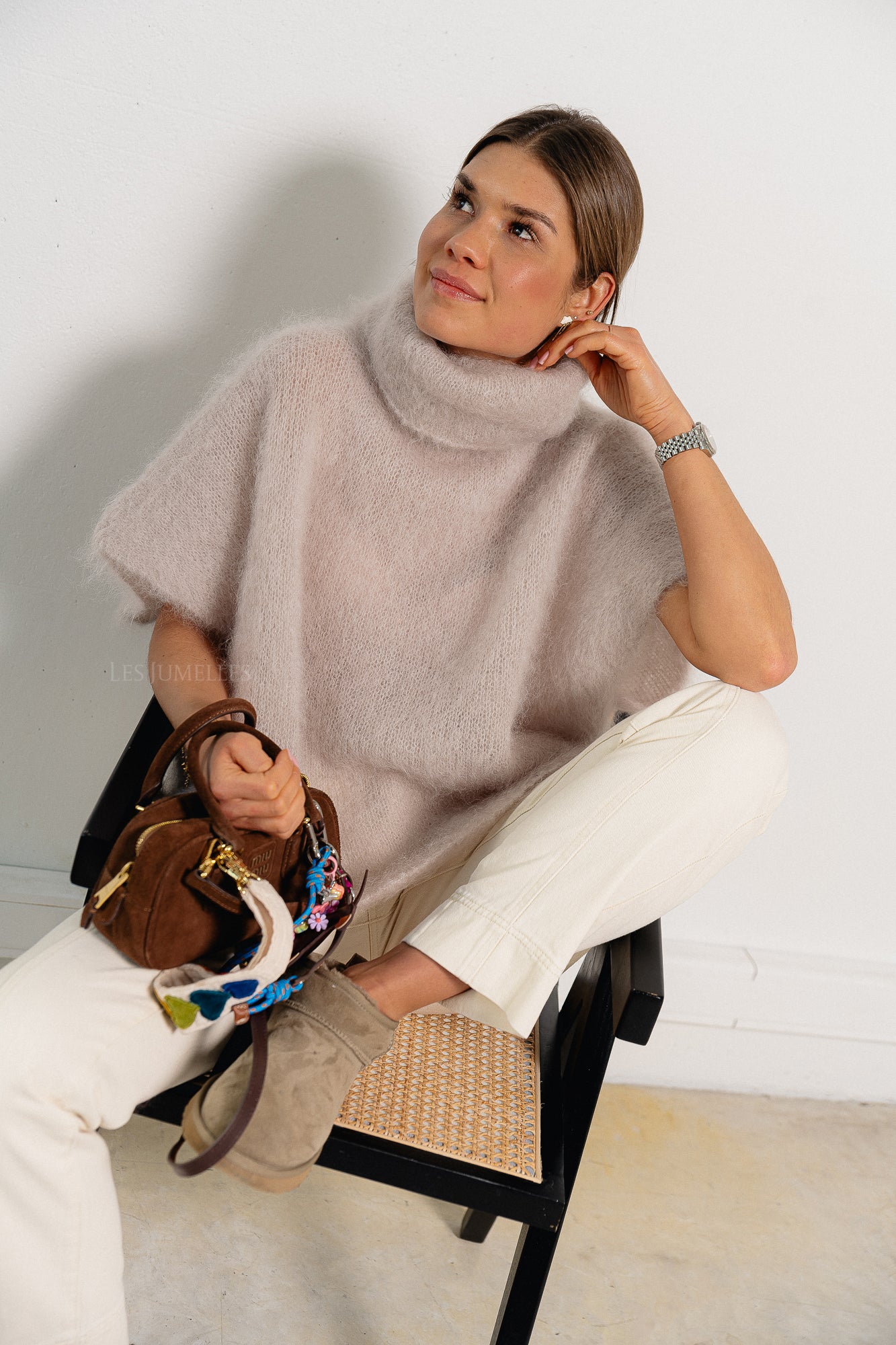 Manon roll neck jumper beige