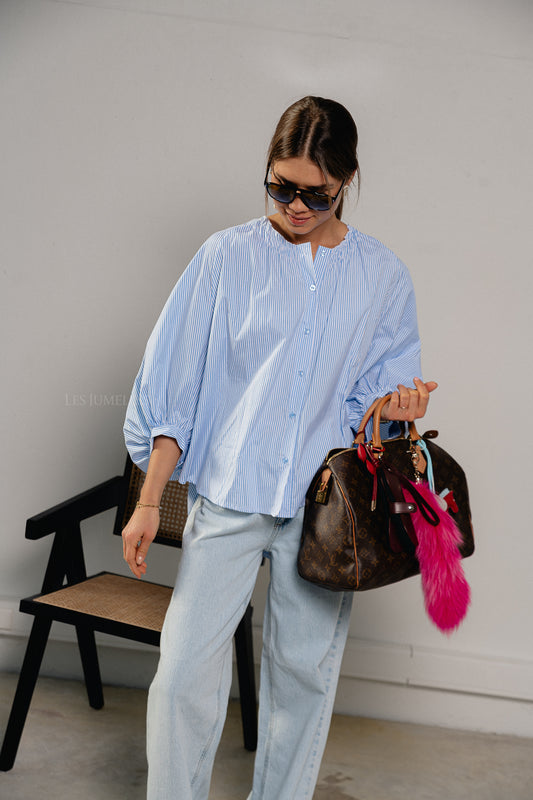 Les Jumelles Amelie striped shirt baby blue