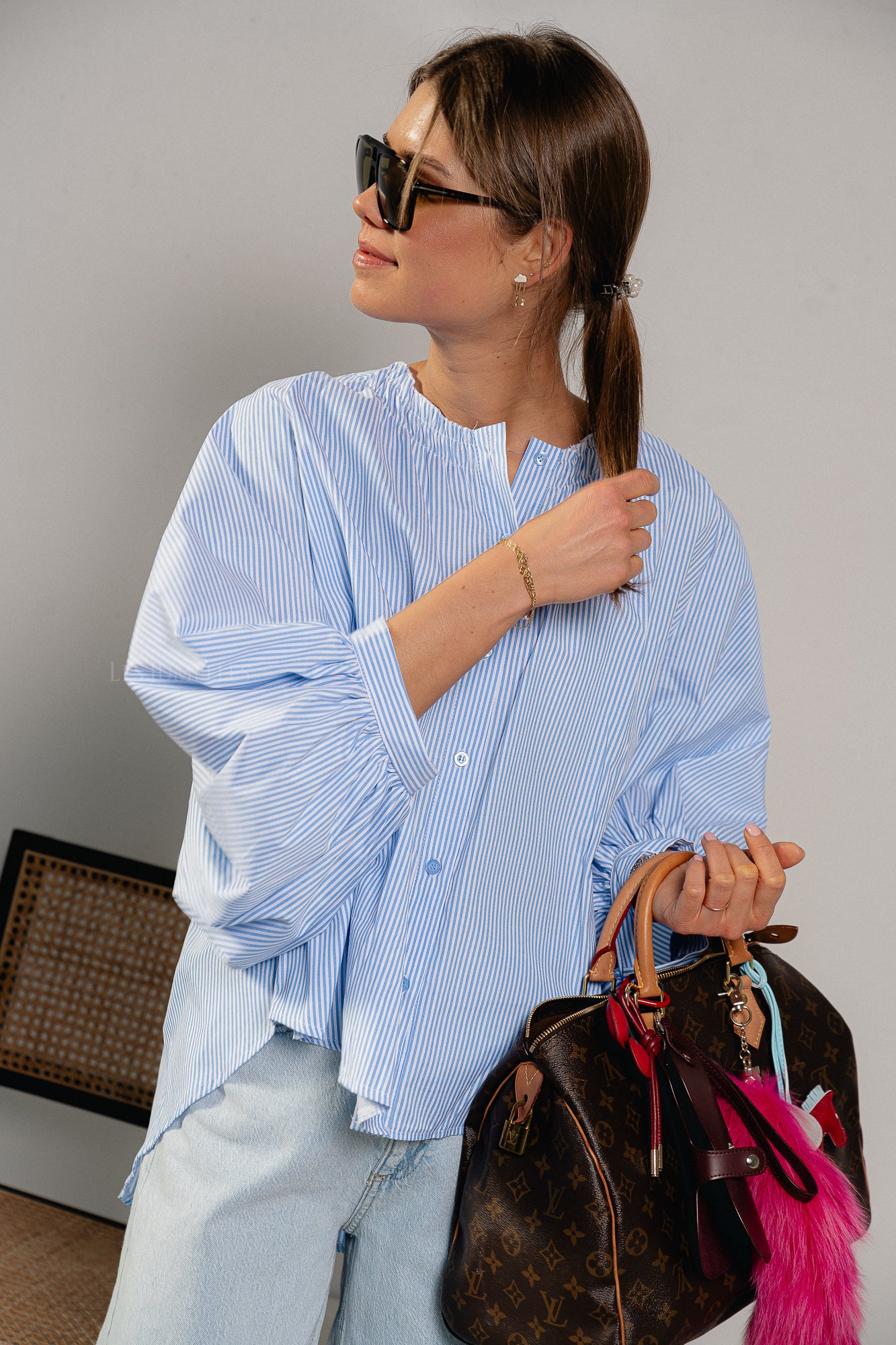 Amelie striped shirt baby blue