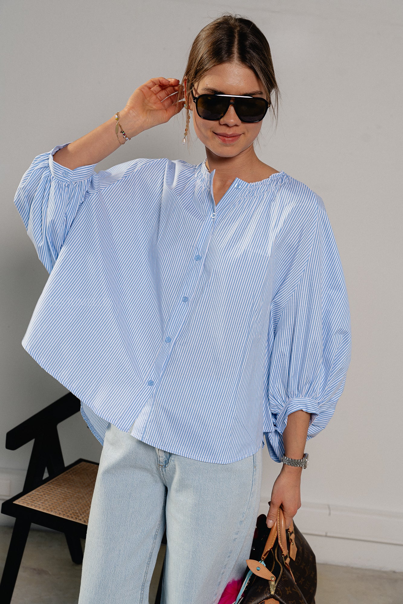 Amelie striped shirt baby blue