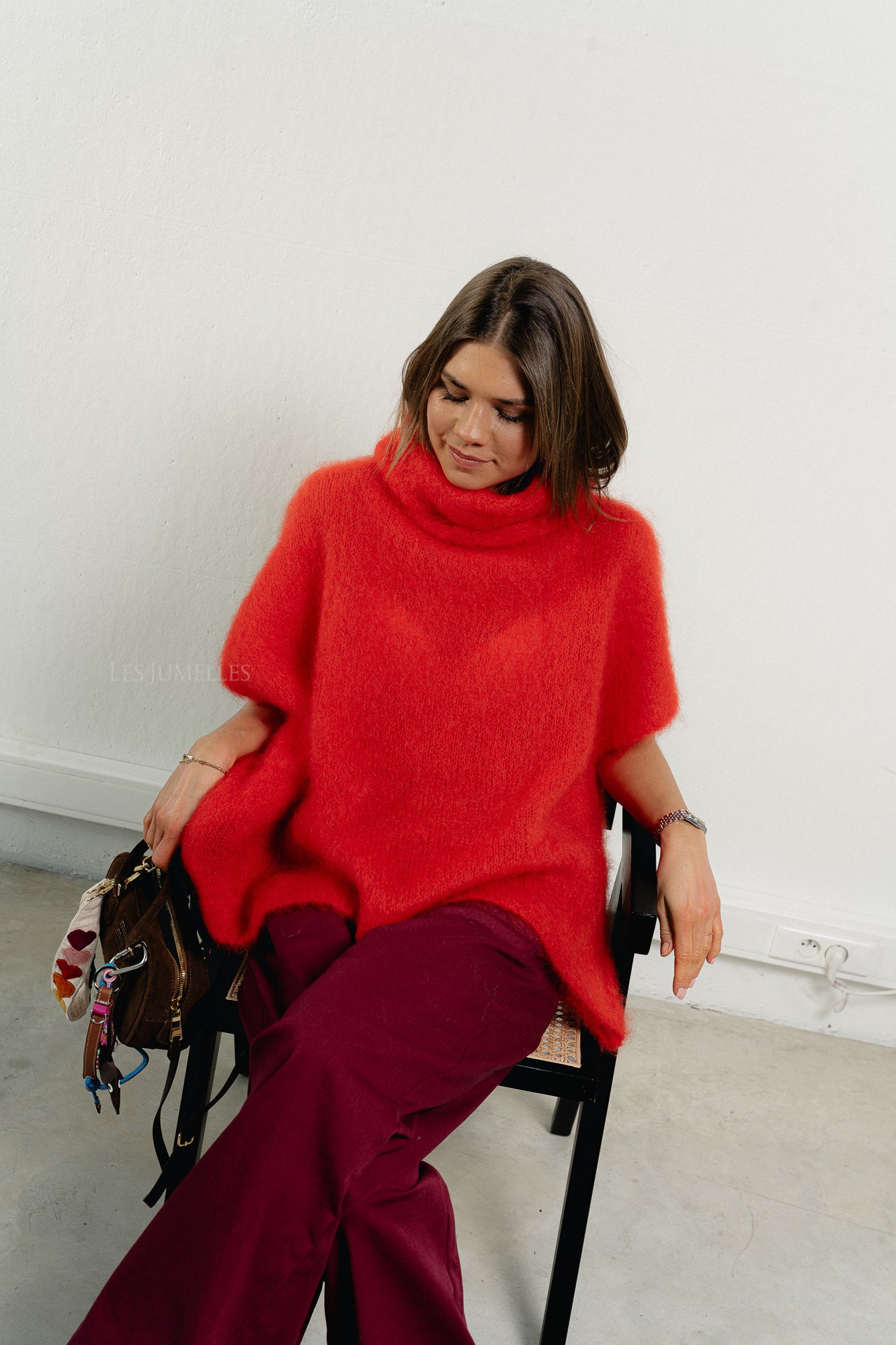 Manon roll neck jumper red