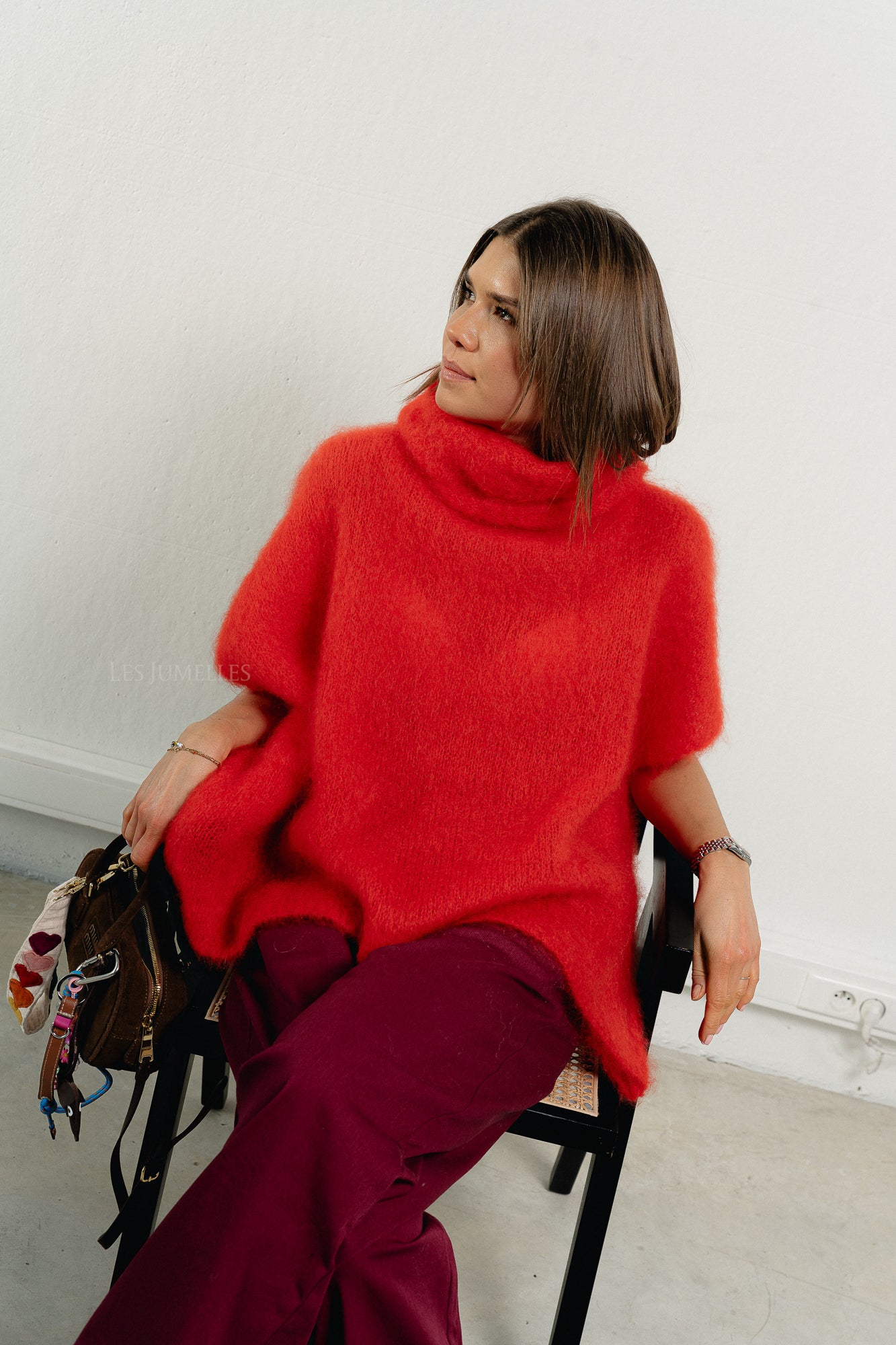 Manon roll neck jumper red