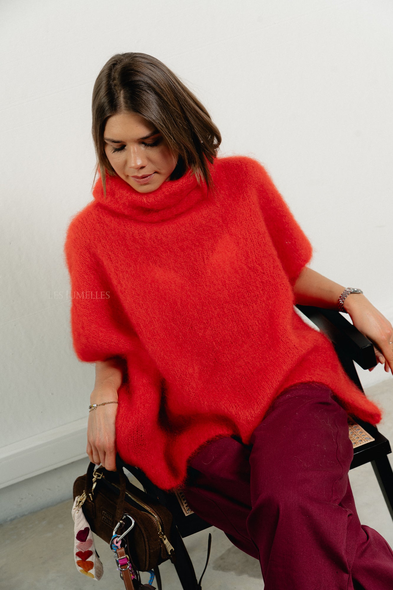 Manon roll neck jumper red